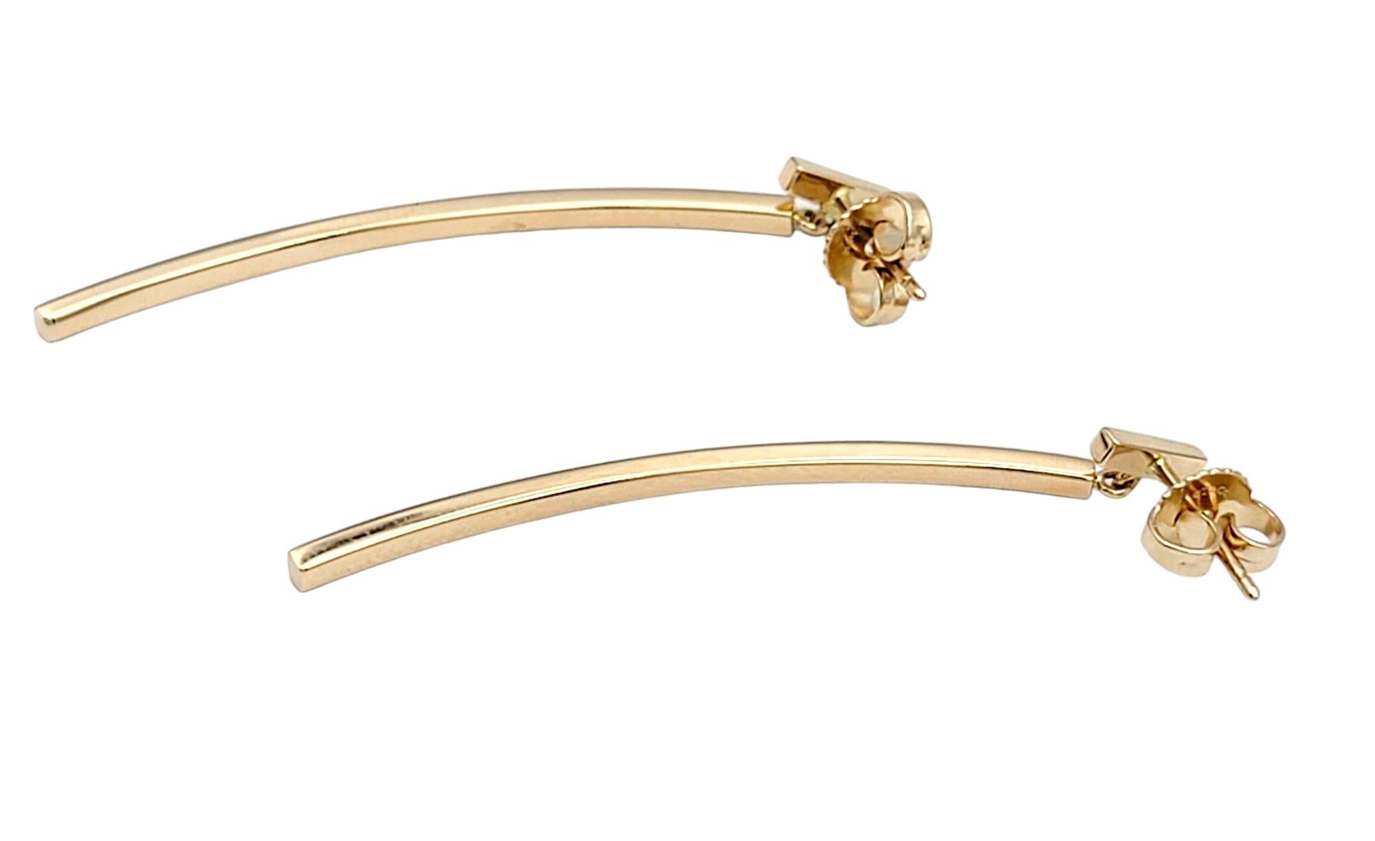 Women's Tiffany & Co. Tiffany 'T' Bar Drop Pierced Earrings in 18 Karat Rose Gold For Sale