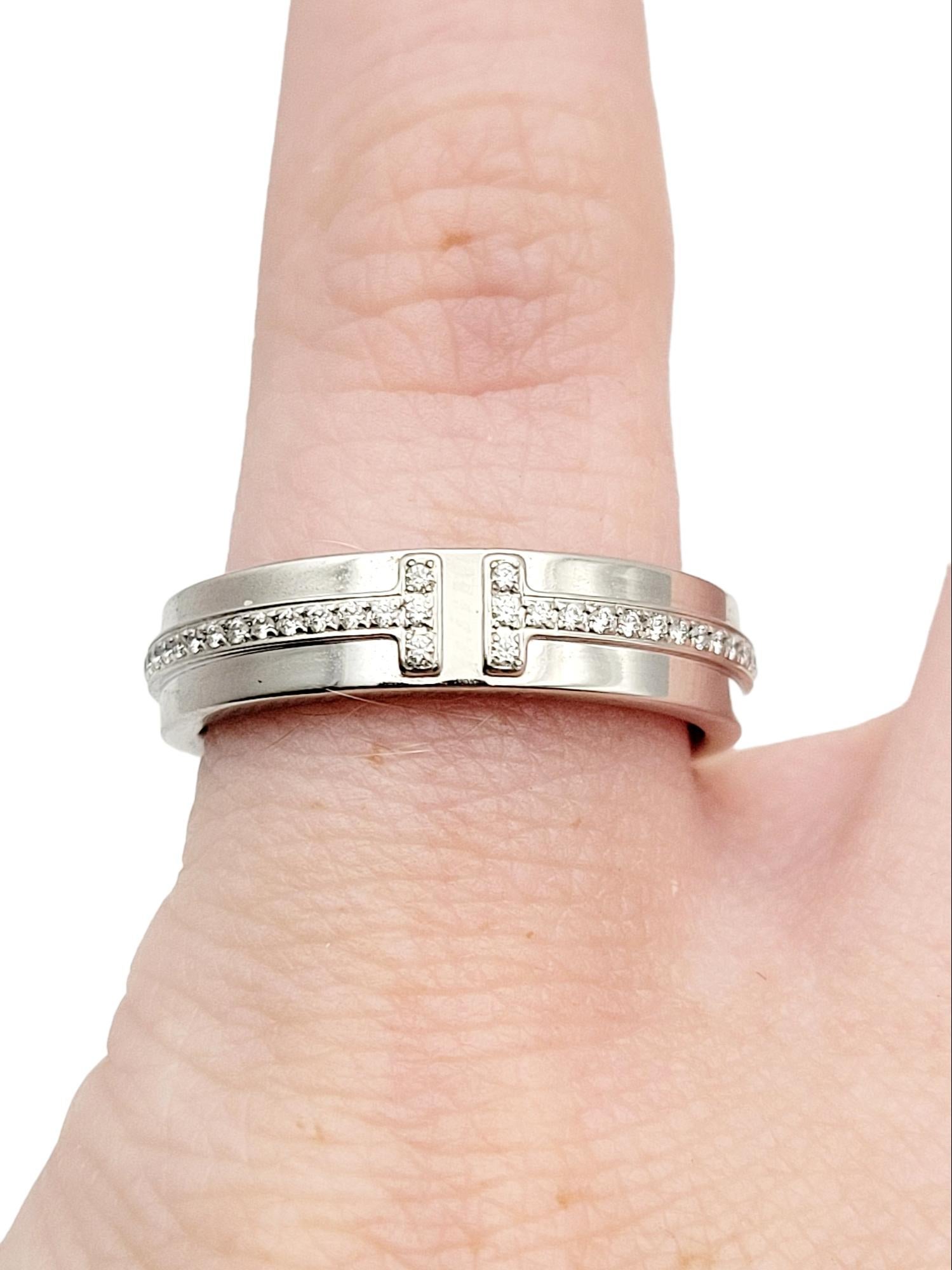 Tiffany & Co. Tiffany T Collection Narrow Diamond Ring in 18 Karat White Gold For Sale 7
