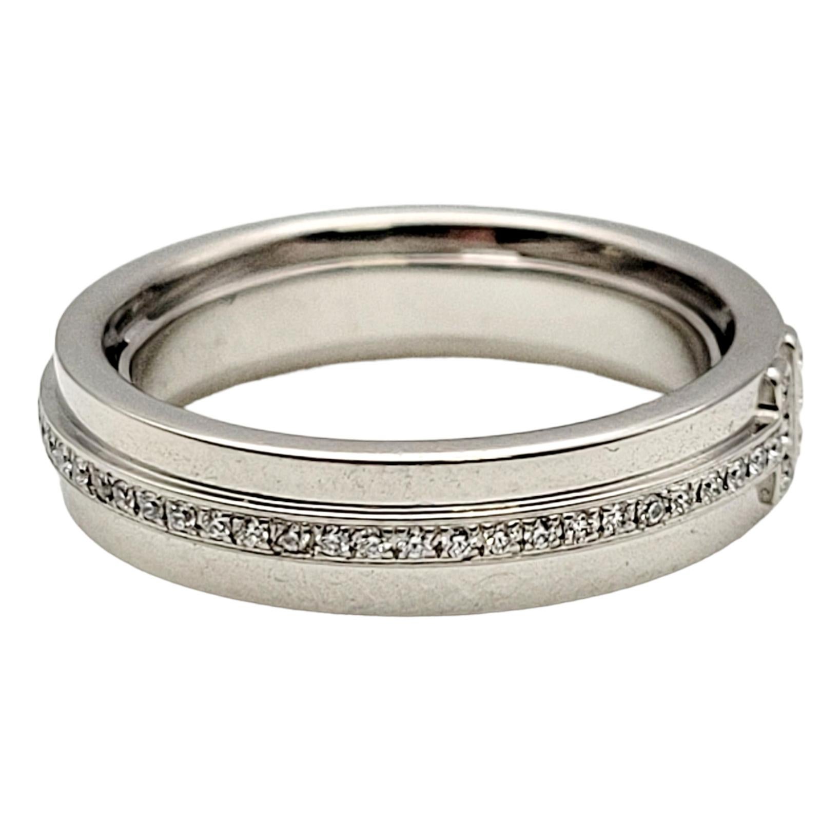 Tiffany & Co. Tiffany T Collection Narrow Diamond Ring in 18 Karat White Gold In Good Condition For Sale In Scottsdale, AZ