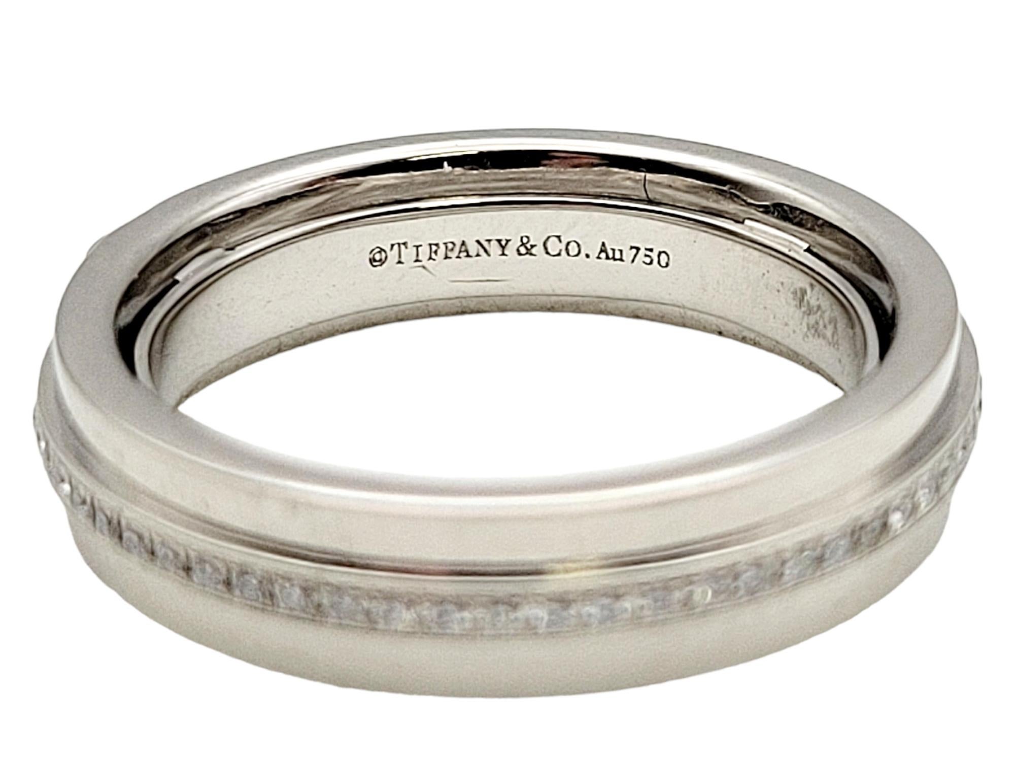 Women's Tiffany & Co. Tiffany T Collection Narrow Diamond Ring in 18 Karat White Gold For Sale