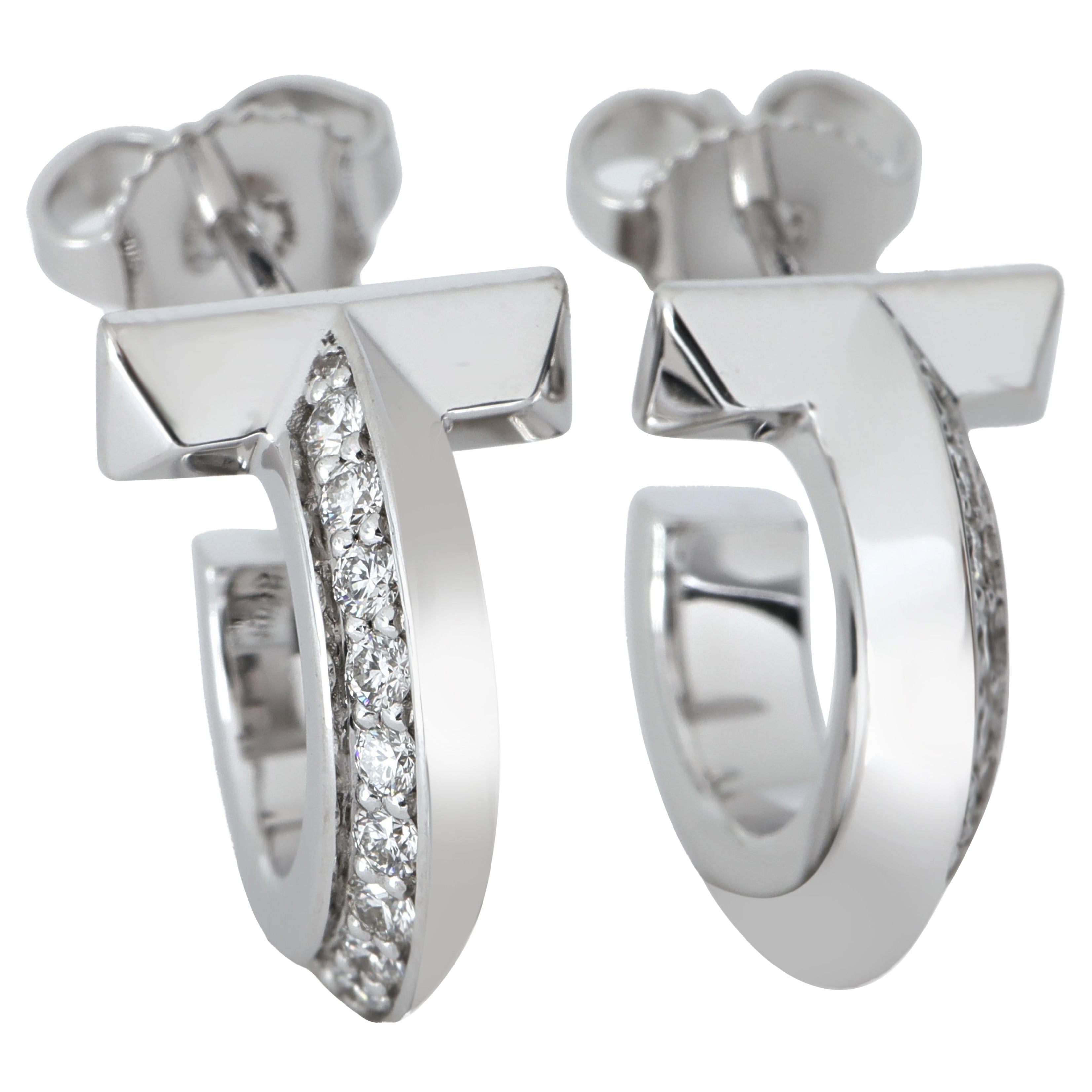 Tiffany 
Co. Tiffany T Diamond Earrings in 18k White Gold 0.4 CTW