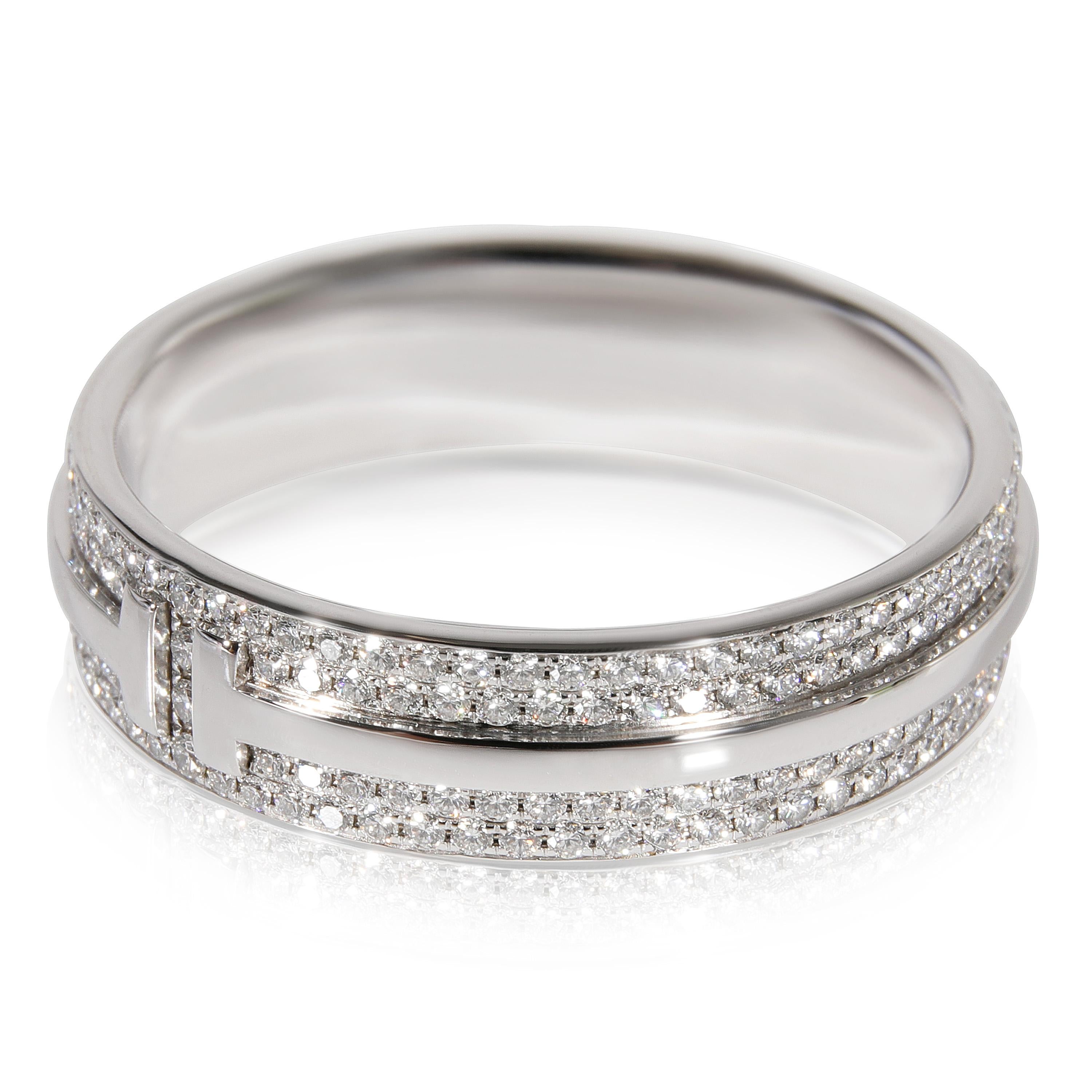 Tiffany & Co. Tiffany T Bague en or blanc 18 carats avec diamants 0,58 carat poids total Unisexe en vente