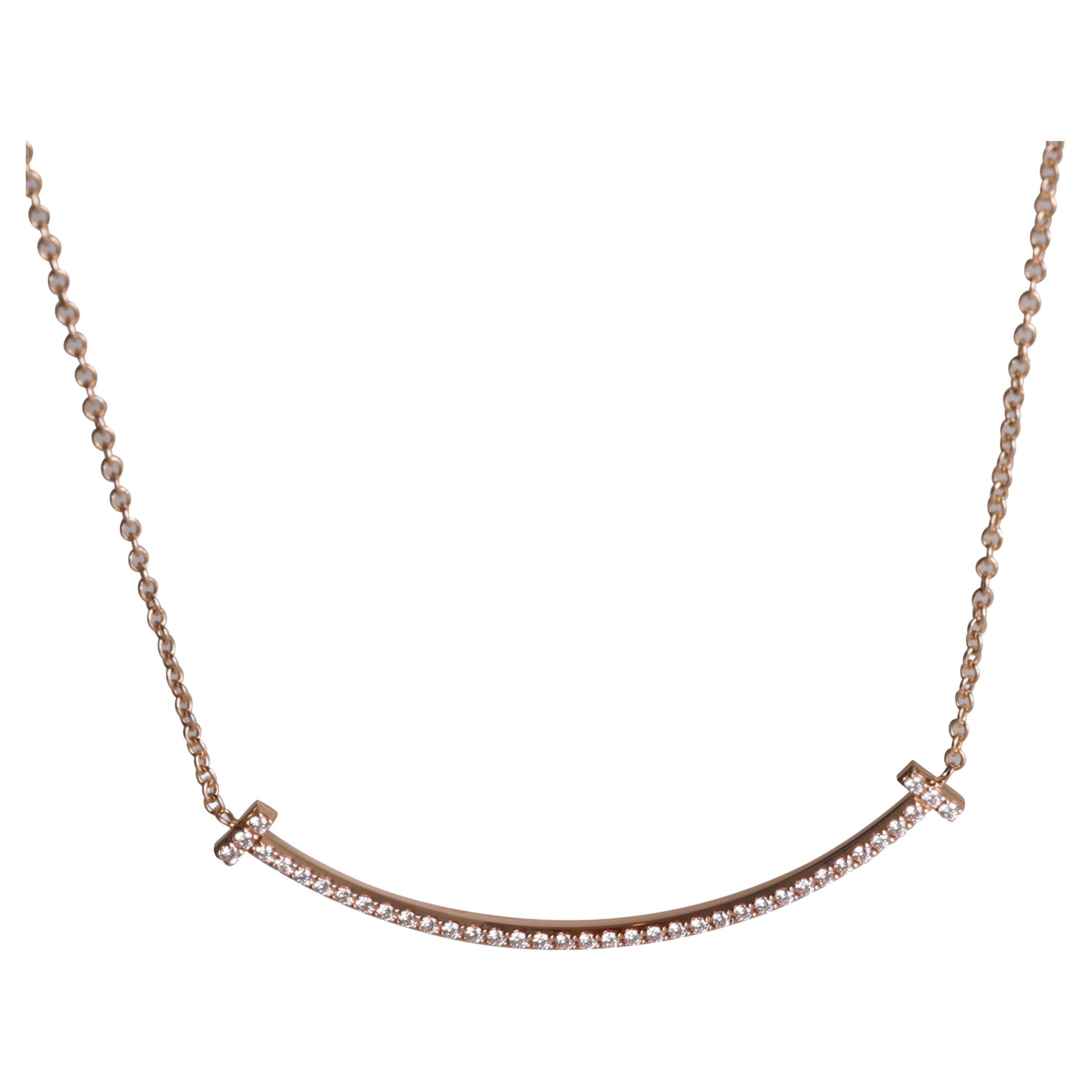 Tiffany & Co. Tiffany T Diamond Smile Necklace in 18k Yellow Gold 0.1 CTW
