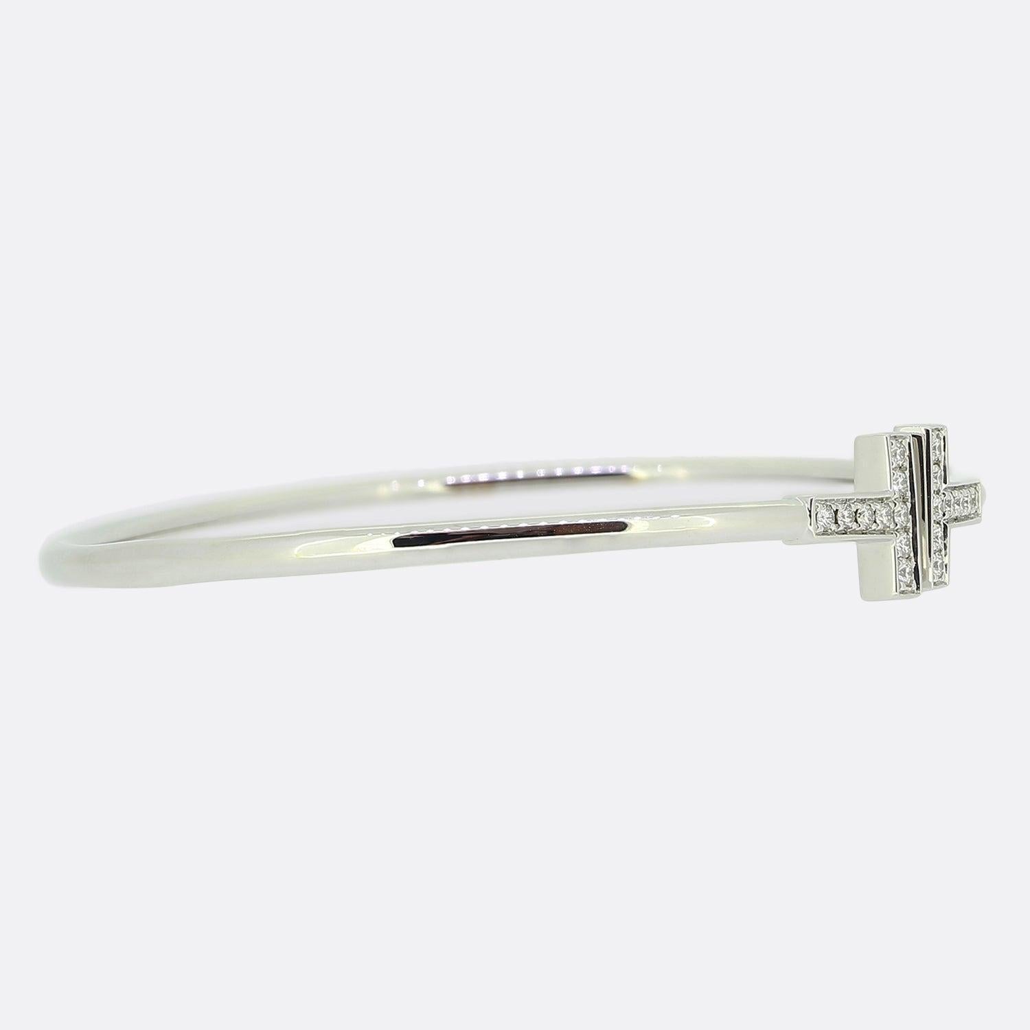 Round Cut Tiffany & Co. Tiffany T Diamond Wire Bracelet For Sale