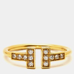 Tiffany & Co. Tiffany T Diamonds 18k Yellow Gold Ring Size 52