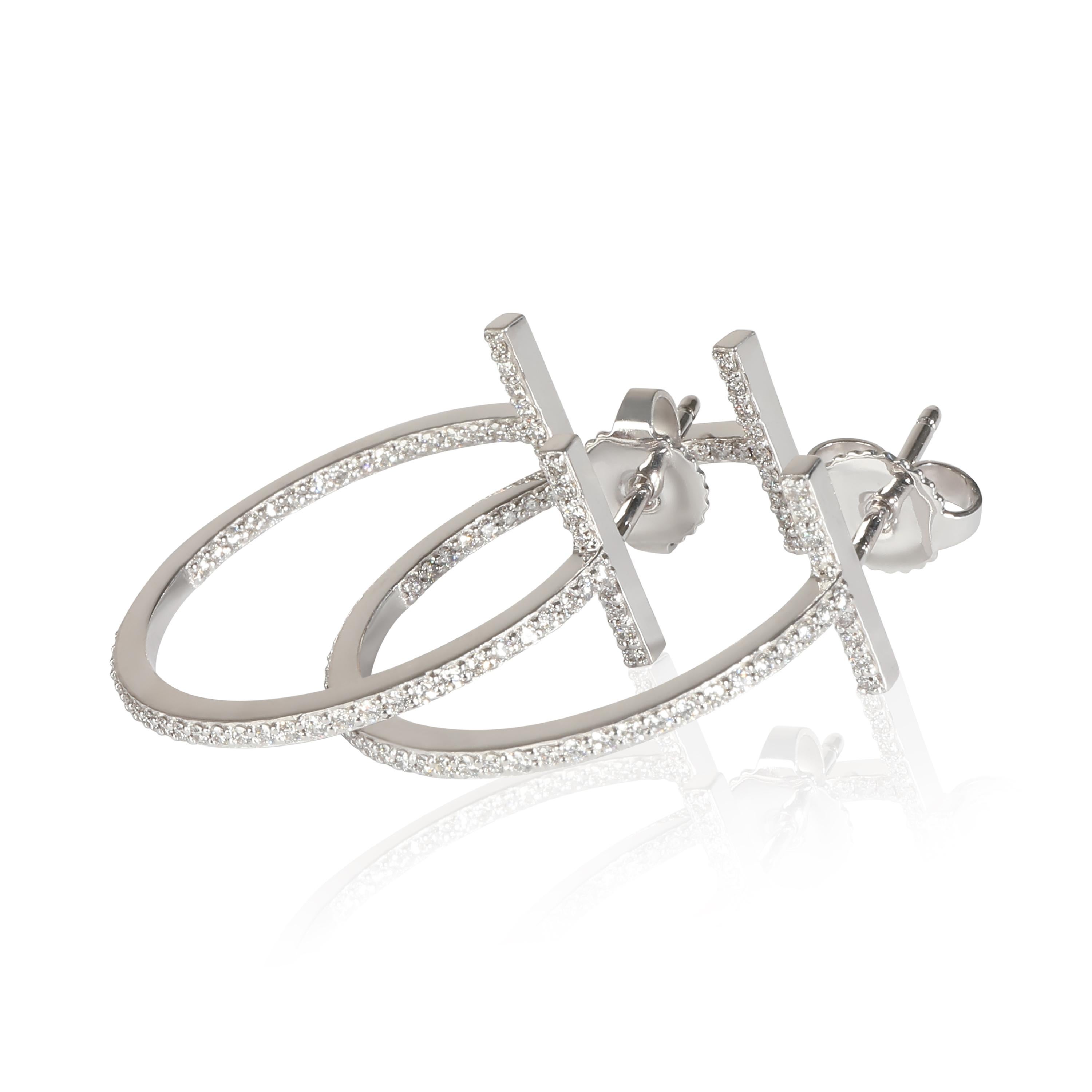 Women's or Men's Tiffany & Co. Tiffany T Earrings in 18k White Gold 0.41 CTW For Sale