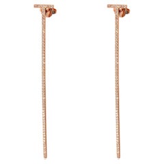 Tiffany & Co. Tiffany T Barre en fil métallique allongée  Boucles d'oreilles en or rose 18 carats 0,47 carat