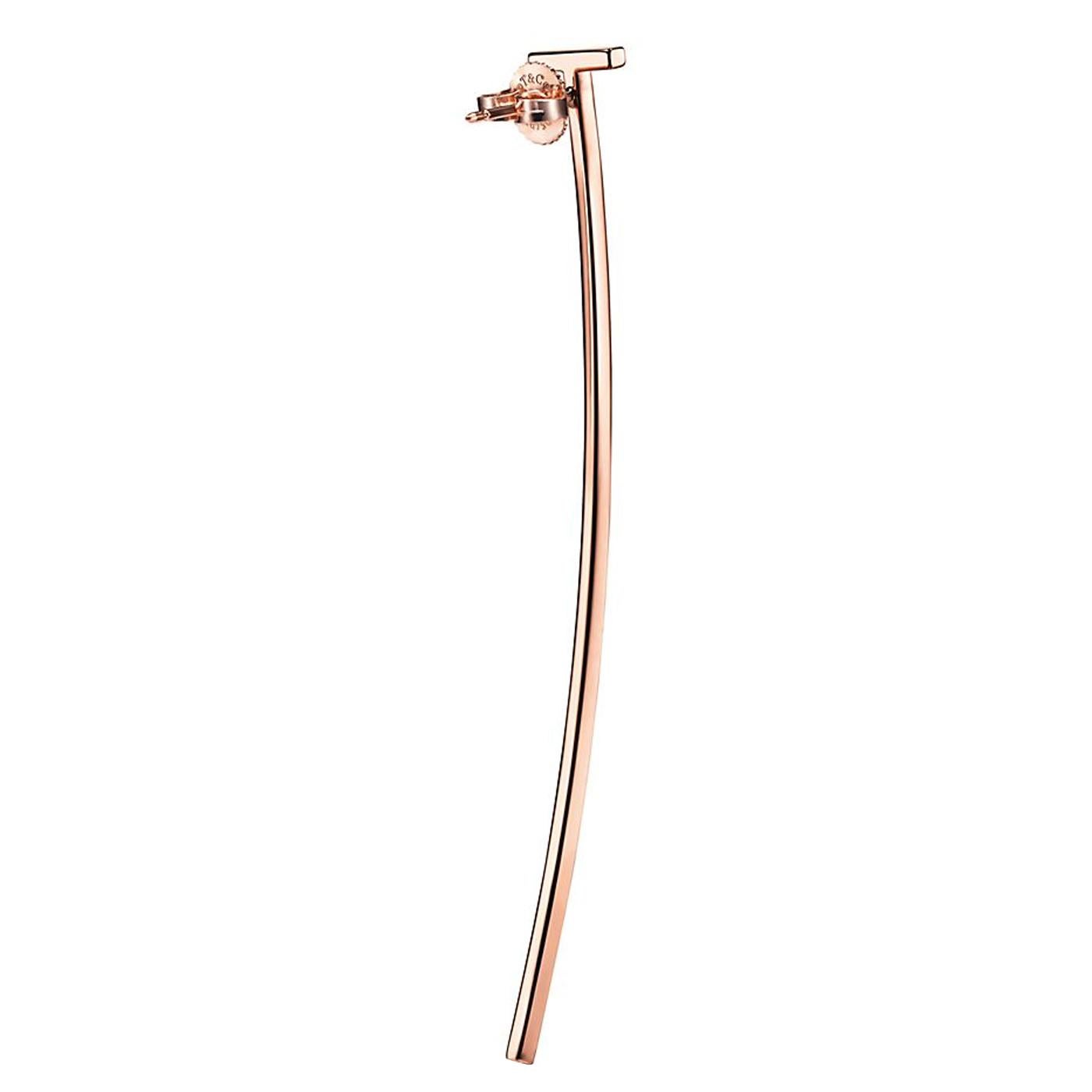 Modernist Tiffany & Co. Tiffany T Elongated Wire Bar Earrings in 18k Rose Gold For Sale