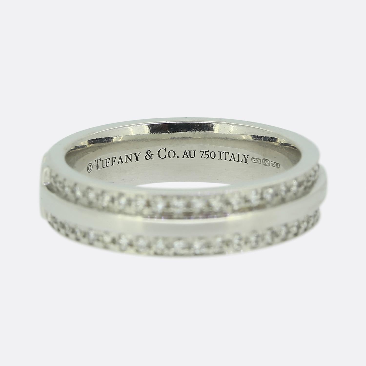 Tiffany & Co. Tiffany T Narrow Pavé Diamond Ring Size I (48) In Excellent Condition For Sale In London, GB