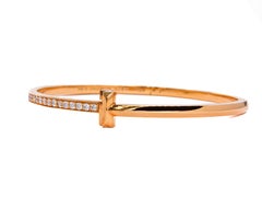 Tiffany & Co. Tiffany T Narrow T1 Diamond Hinged Wire Bangle in 18K Yellow Gold