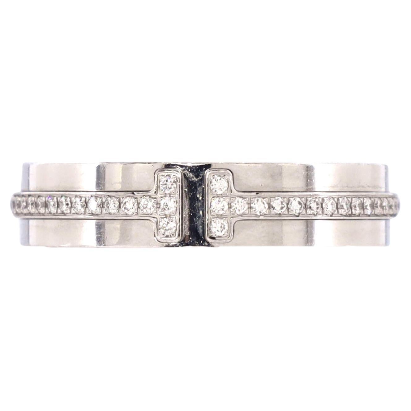 Tiffany & Co. Tiffany T Ring 18k White Gold and Diamonds Narrow