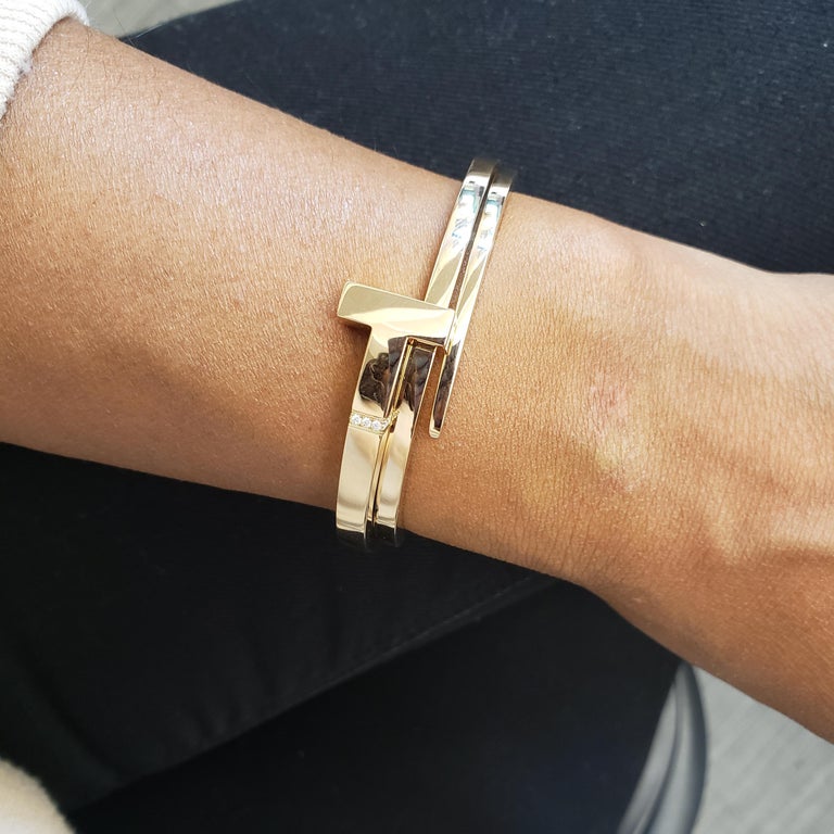 Tiffany and Co. 'Tiffany T' Rose Gold and Diamond Square Wrap Bracelet