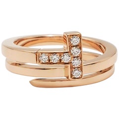 Tiffany & Co. 'Tiffany T' Rose Gold and Diamond Square Wrap Ring