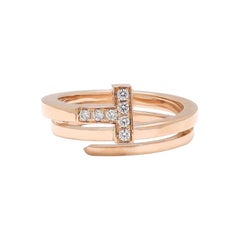Tiffany & Co. Tiffany T Rose Gold and Diamond Square Wrap Ring