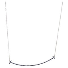 Tiffany & Co. Tiffany T Sapphire Fashion Necklace in 18k White Gold Blue