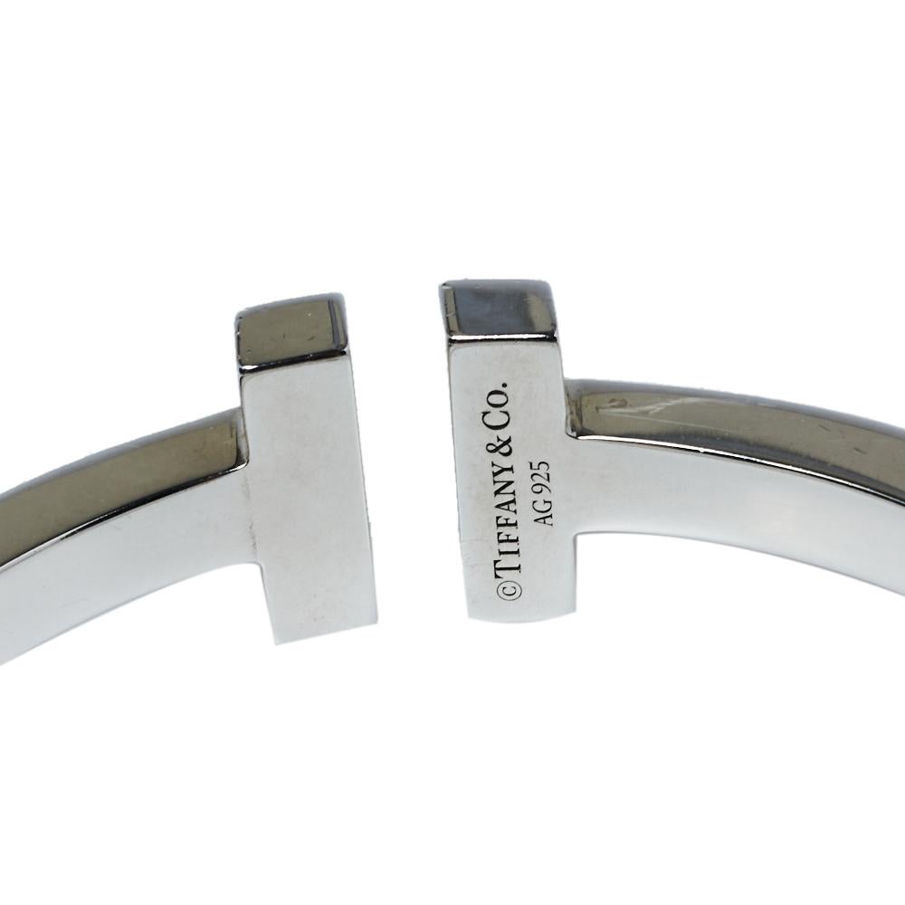 Tiffany & Co. Tiffany T Silver Square Bracelet In Good Condition In Dubai, Al Qouz 2