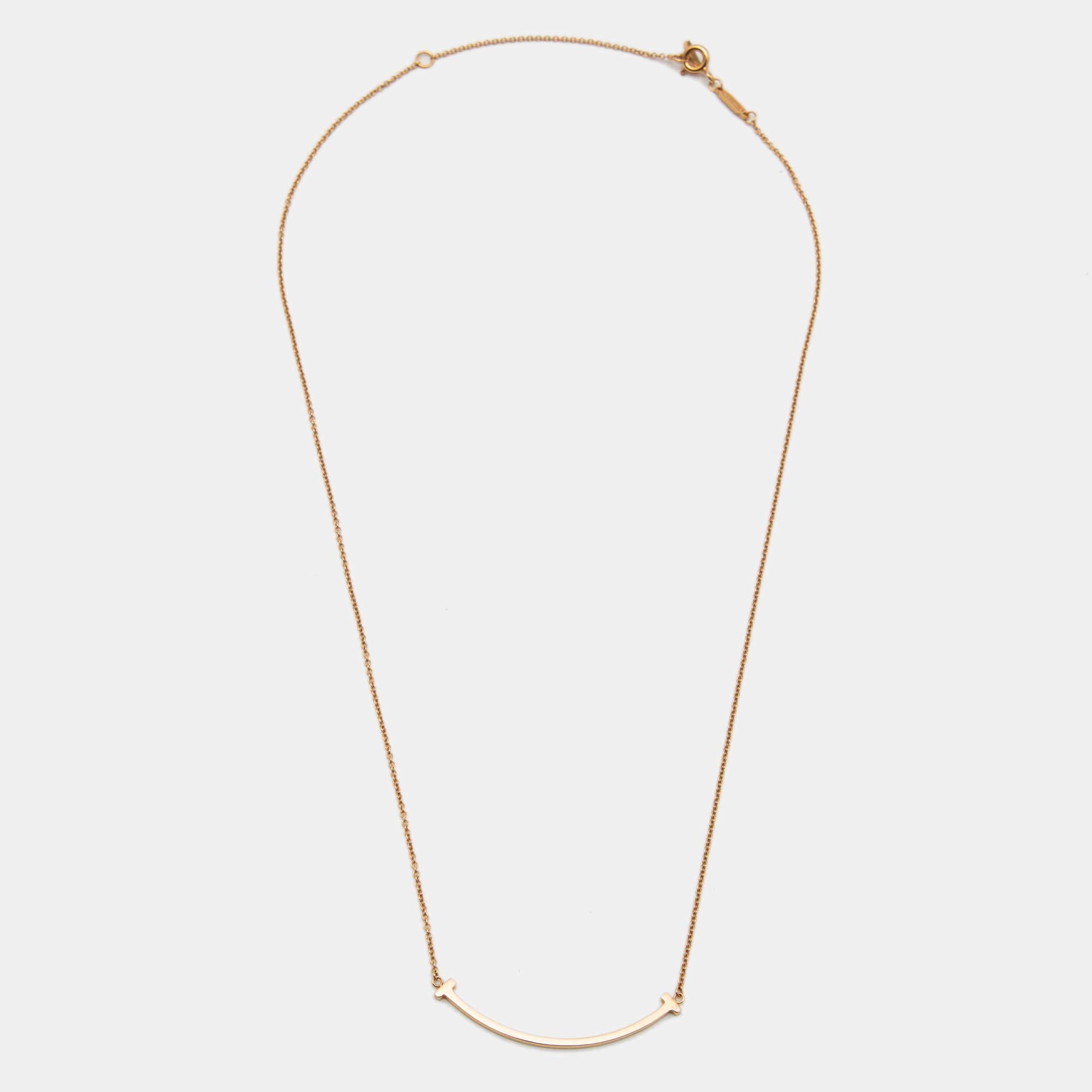 Contemporary Tiffany & Co. Tiffany T Smile 18k Rose Gold Chain Necklace