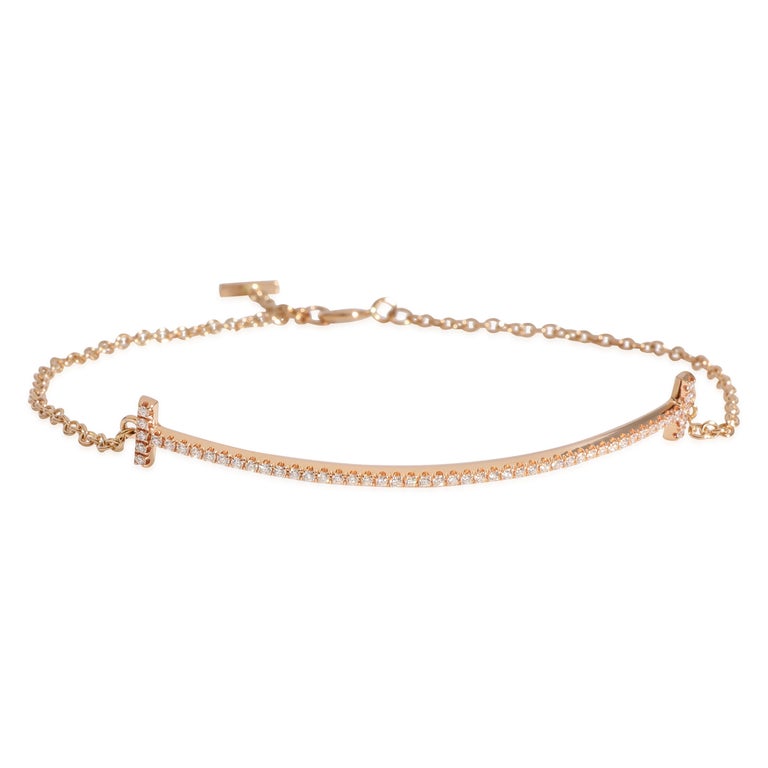 Tiffany and Co. Tiffany T Smile Bracelet in 18k Rose Gold 0.12 CTW For Sale  at 1stDibs
