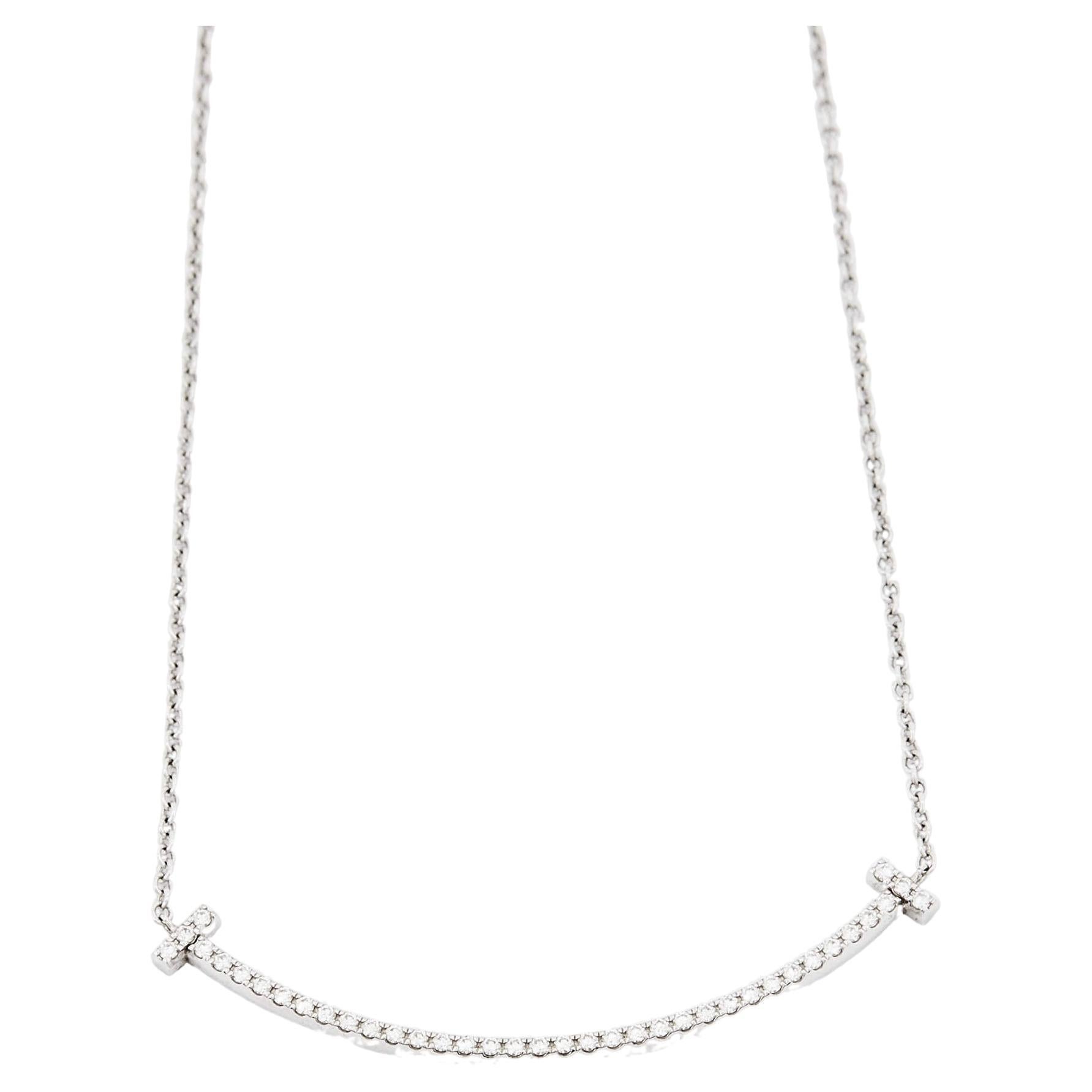 Tiffany & Co. Tiffany T Smile Diamond 18k White Gold Necklace
