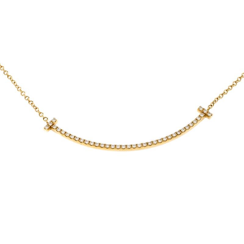 Women's Tiffany & Co. Tiffany T Smile Diamond 18k Yellow Gold Necklace