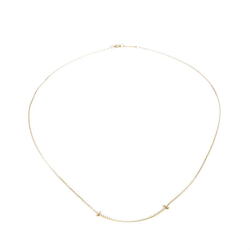 Tiffany & Co. Tiffany T Smile Diamond 18k Yellow Gold Necklace 1