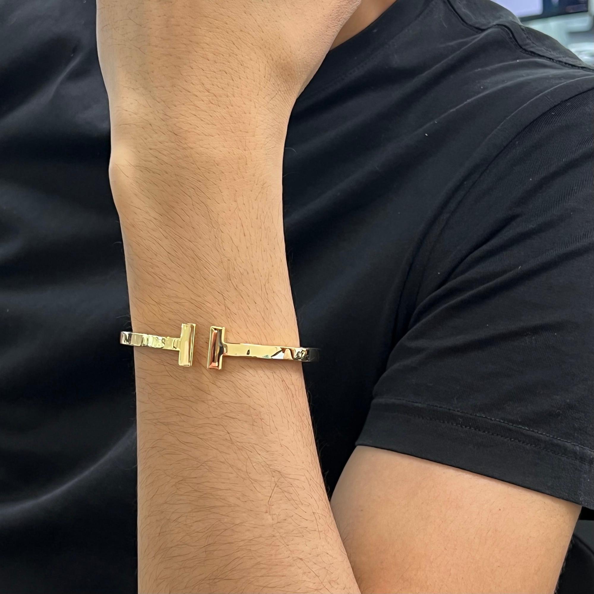 Modern Tiffany & Co. Tiffany T Square Bracelet 18K Yellow Gold Size Large