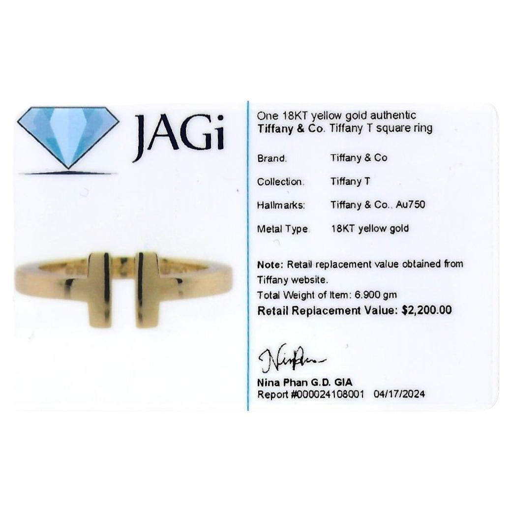Tiffany & Co. Anello Tiffany T Square a fascia lucida in oro giallo 18 carati in vendita 5