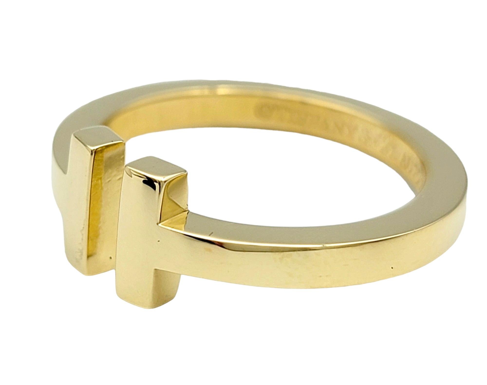 Contemporary Tiffany & Co. Tiffany T Square High Polished Band Ring in 18 Karat Yellow Gold For Sale