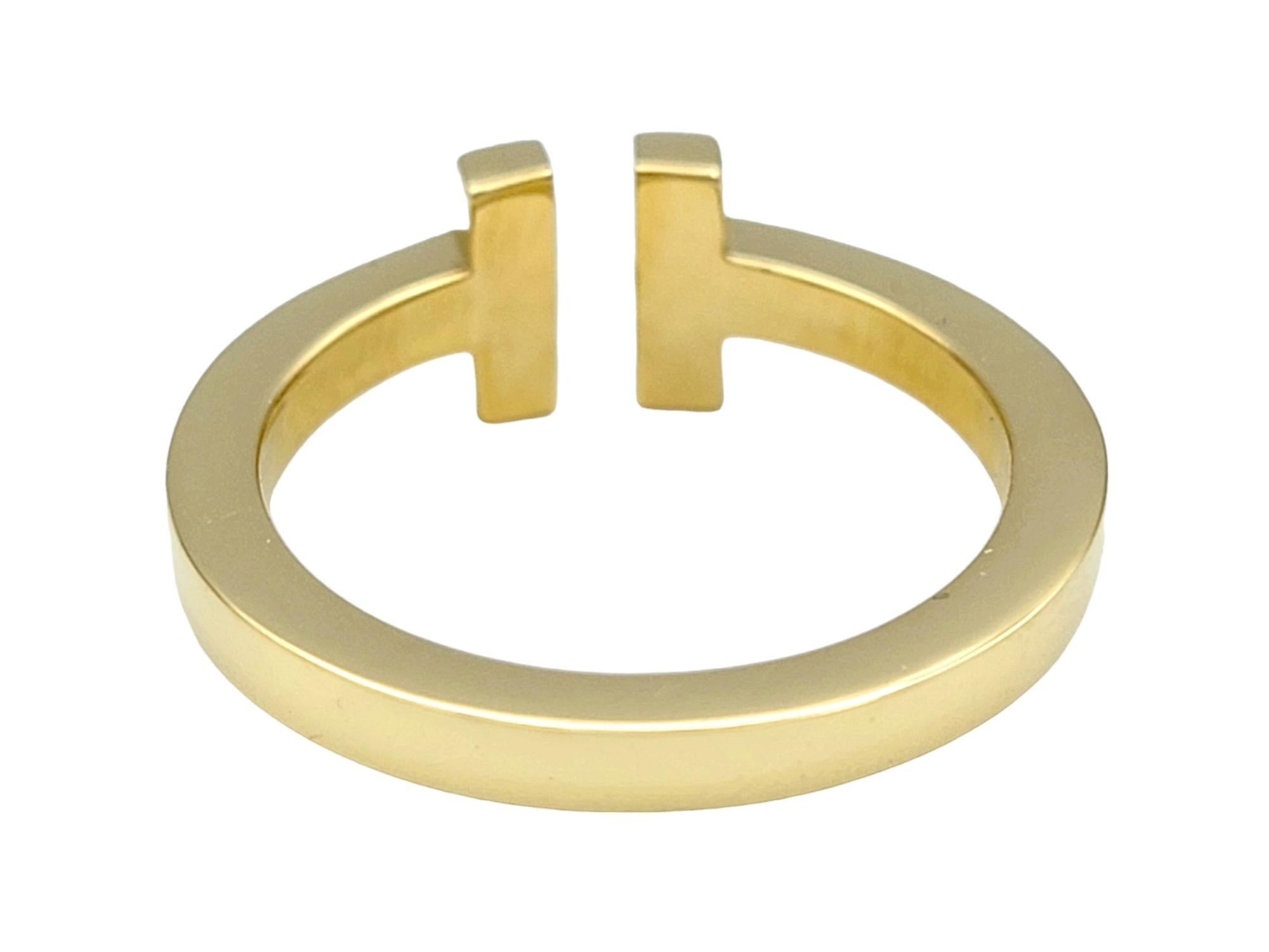 Women's or Men's Tiffany & Co. Tiffany T Square High Polished Band Ring in 18 Karat Yellow Gold For Sale