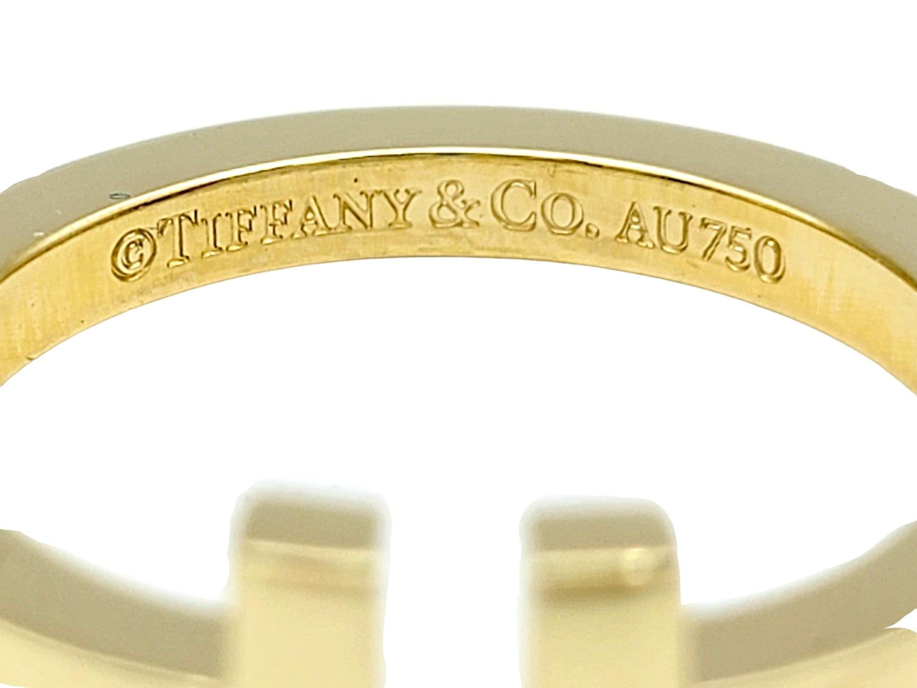 Tiffany & Co. Tiffany T Square High Polished Band Ring in 18 Karat Yellow Gold In Good Condition In Scottsdale, AZ