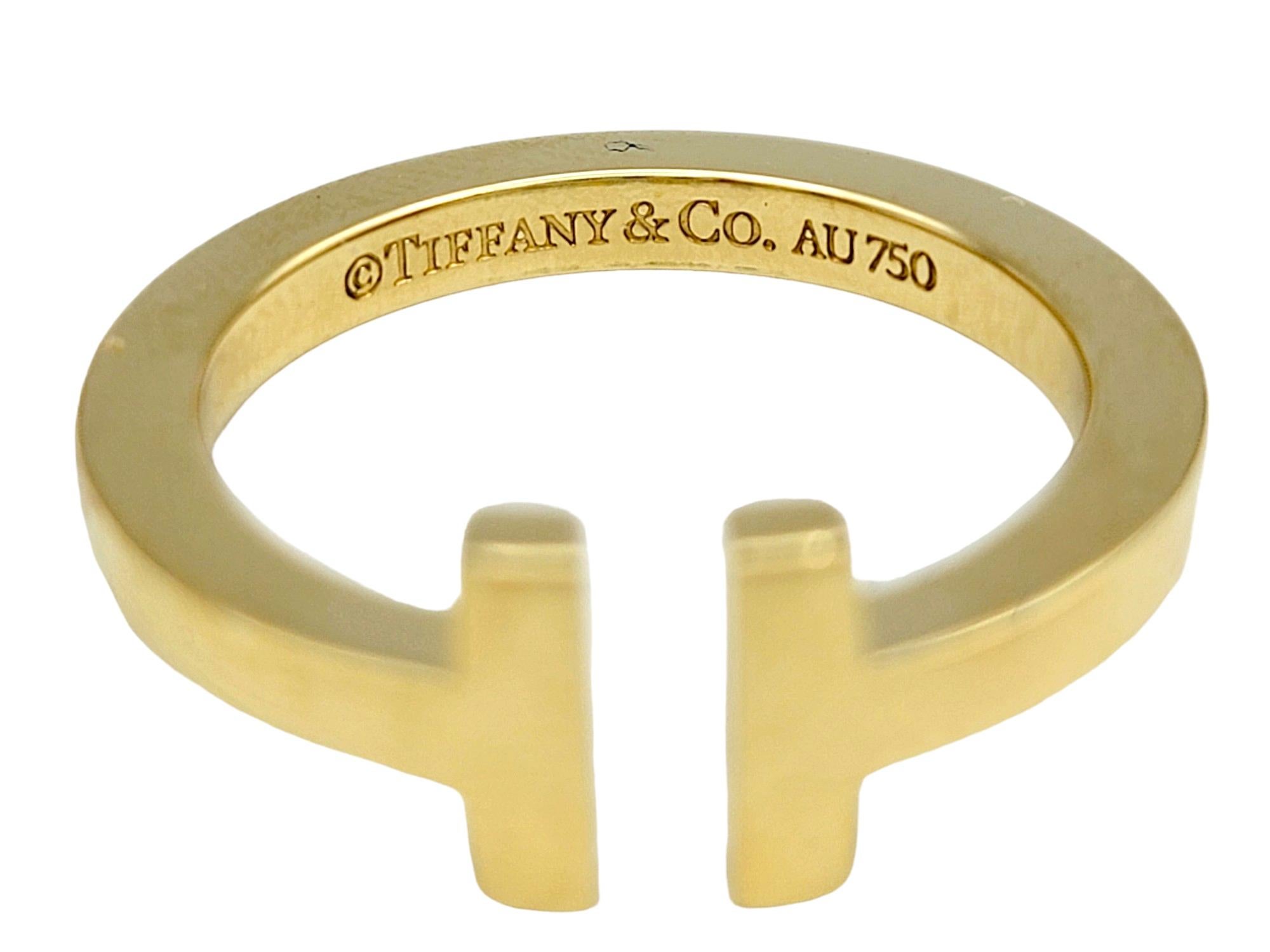 da uomo o donna Tiffany & Co. Anello Tiffany T Square a fascia lucida in oro giallo 18 carati in vendita