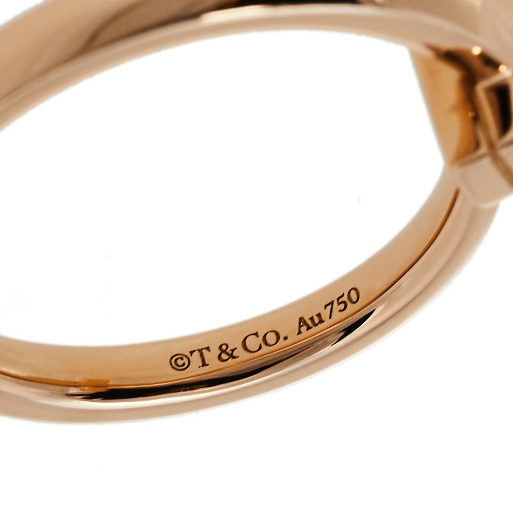 Contemporary Tiffany & Co. Tiffany T T1 Diamond 18K Rose Gold Ring Size 55
