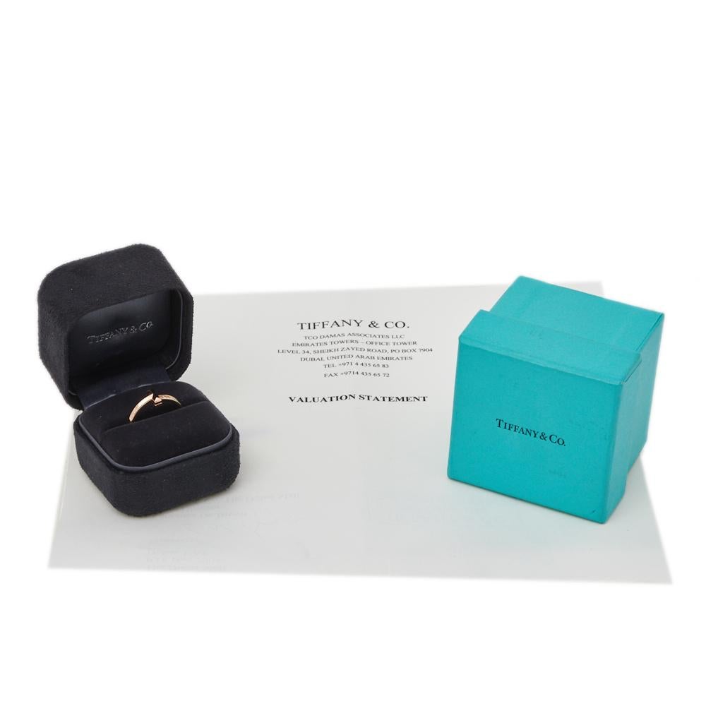 Tiffany & Co. Tiffany T T1 Diamond 18K Rose Gold Ring Size 55 In Good Condition In Dubai, Al Qouz 2