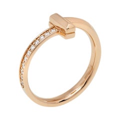 Tiffany & Co. Tiffany T T1 Diamond 18K Rose Gold Ring Size 55