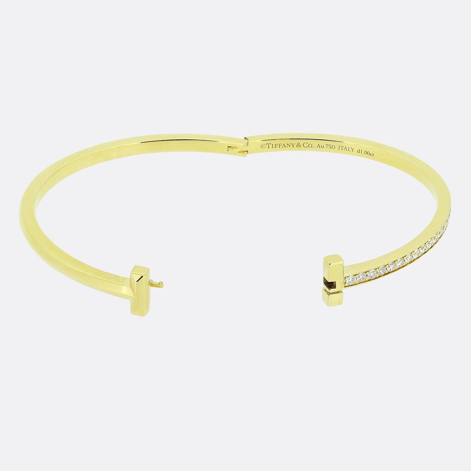 Brilliant Cut Tiffany & Co. Tiffany T T1 Narrow Diamond Hinged Bangle