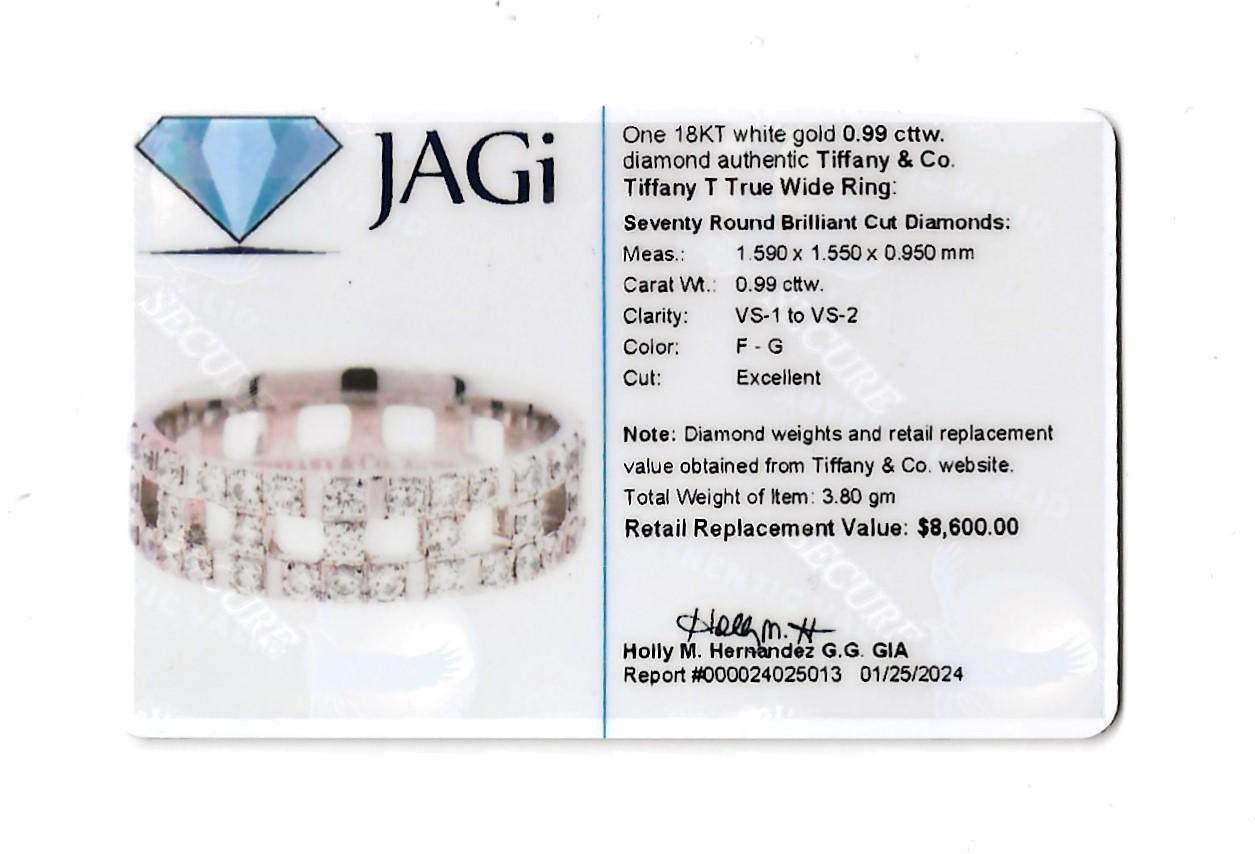 Tiffany & Co. Tiffany T Trueing .99 Karat Total Pavé Diamond Band Ring in 18K Gold im Angebot 5