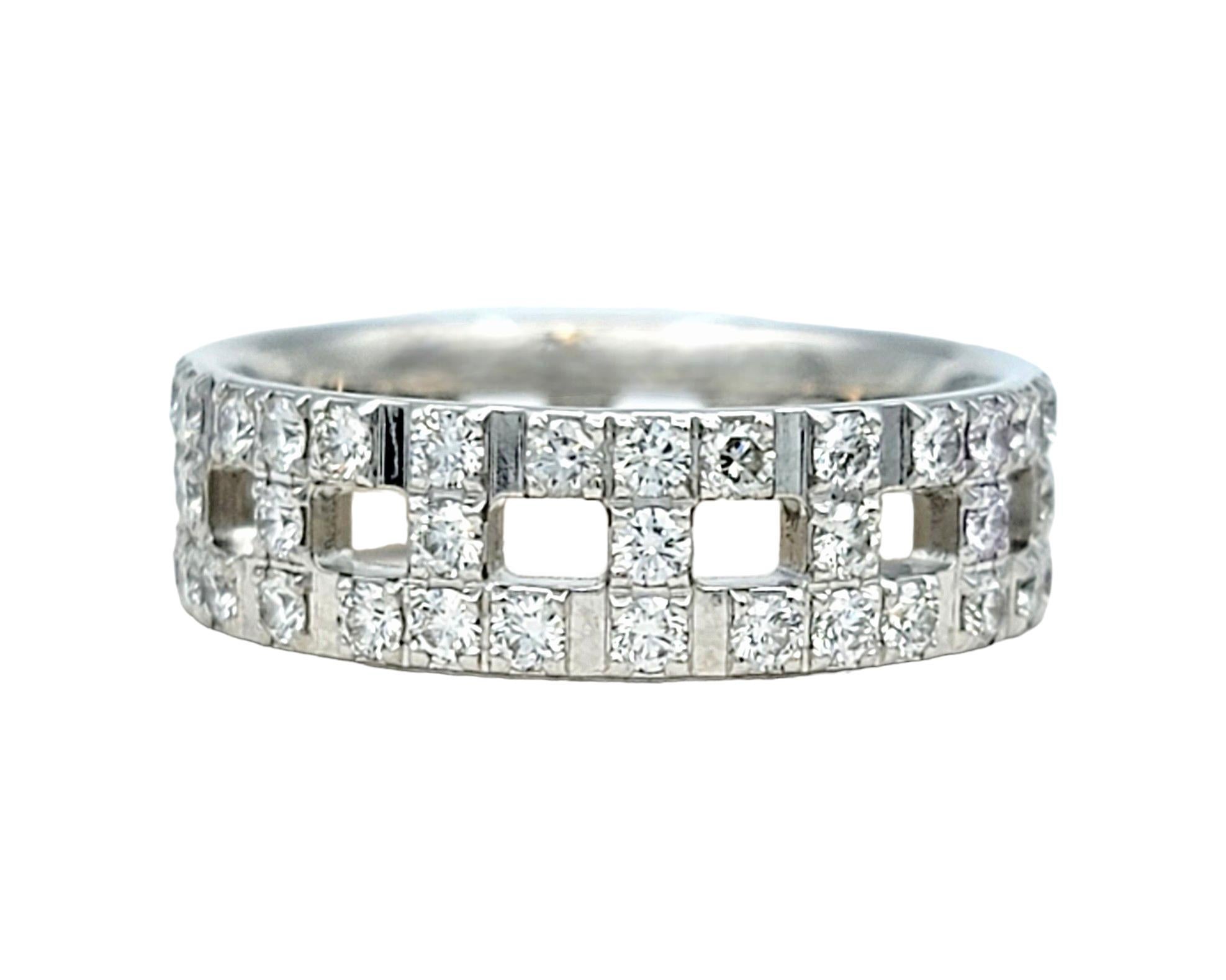 Contemporary Tiffany & Co. Tiffany T True .99 Carat Total Pavé Diamond Band Ring in 18K Gold For Sale