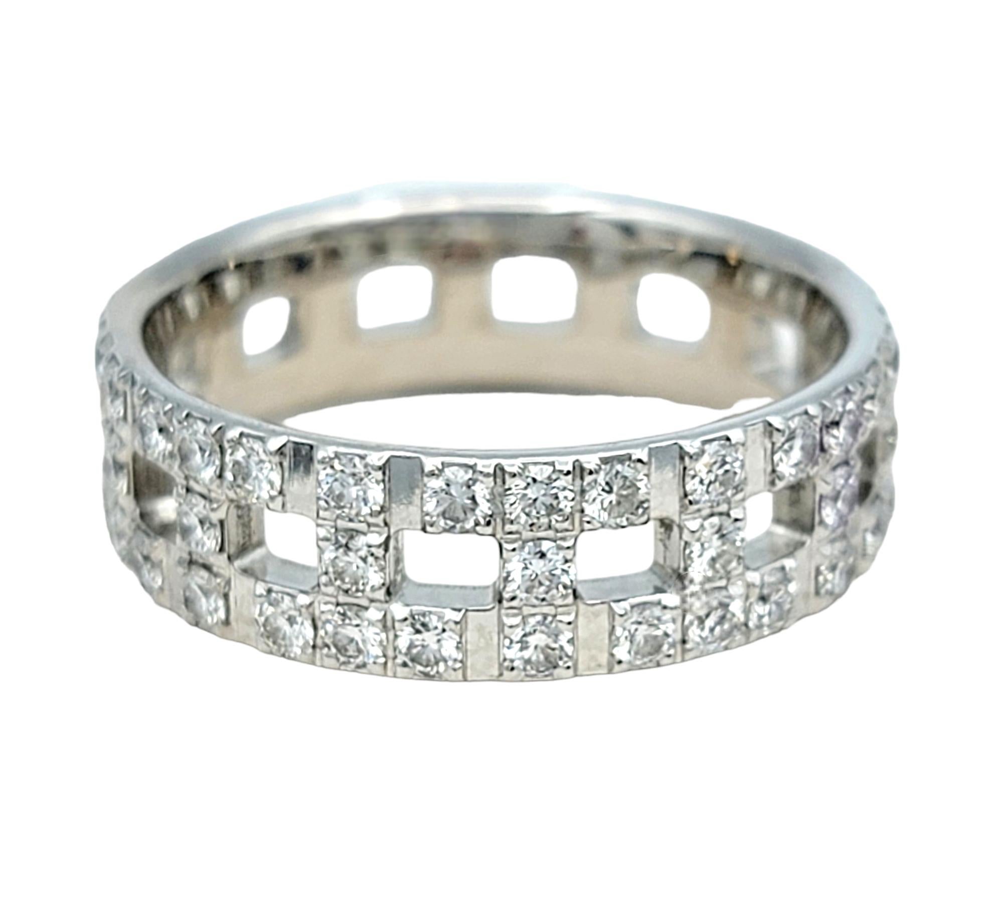 Round Cut Tiffany & Co. Tiffany T True .99 Carat Total Pavé Diamond Band Ring in 18K Gold For Sale