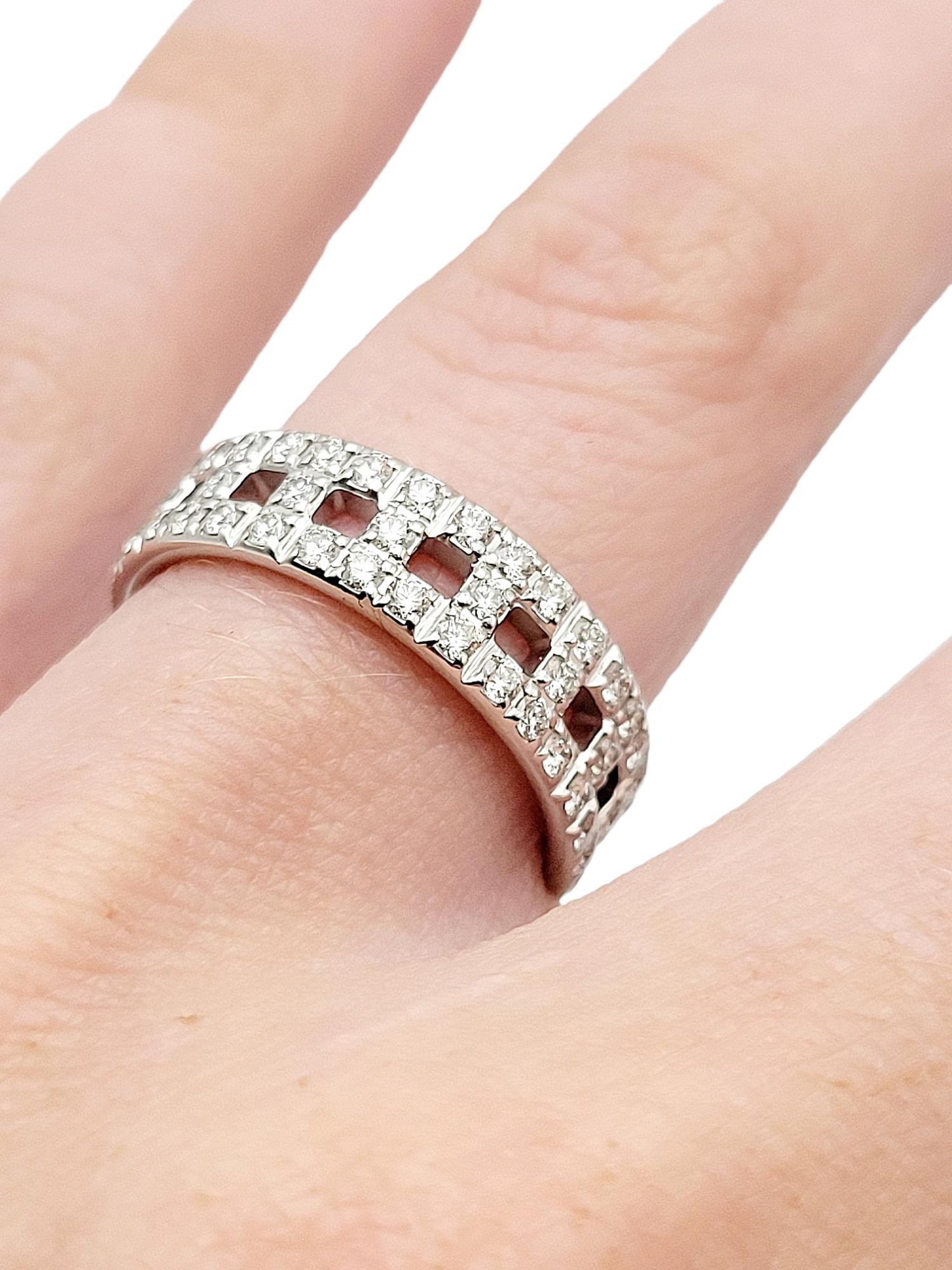 Tiffany & Co. Tiffany T True Wide Band Ring with Diamonds in 18 Karat White Gold 9