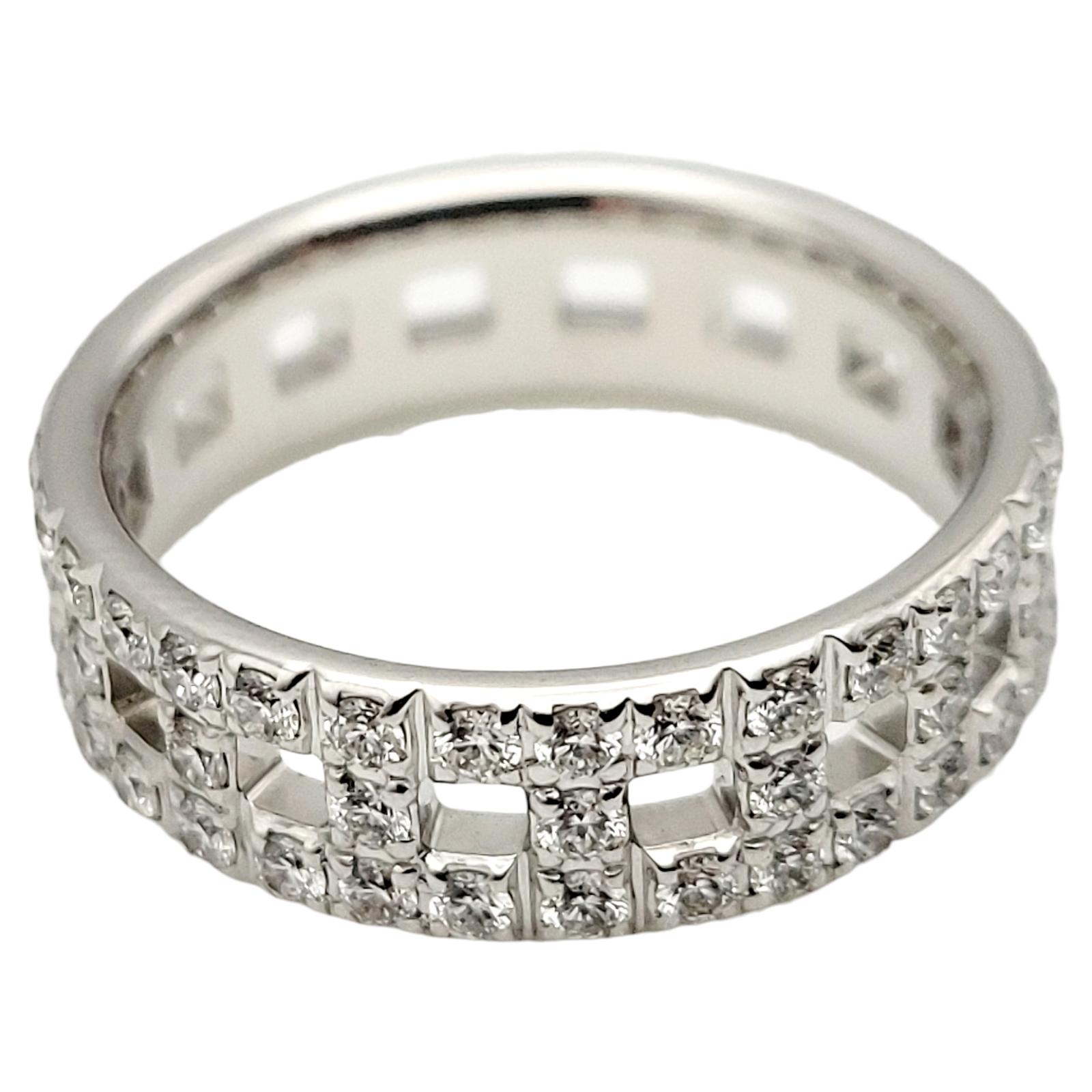 Tiffany & Co. Tiffany T True Wide Band Ring with Diamonds in 18 Karat White Gold In Excellent Condition In Scottsdale, AZ