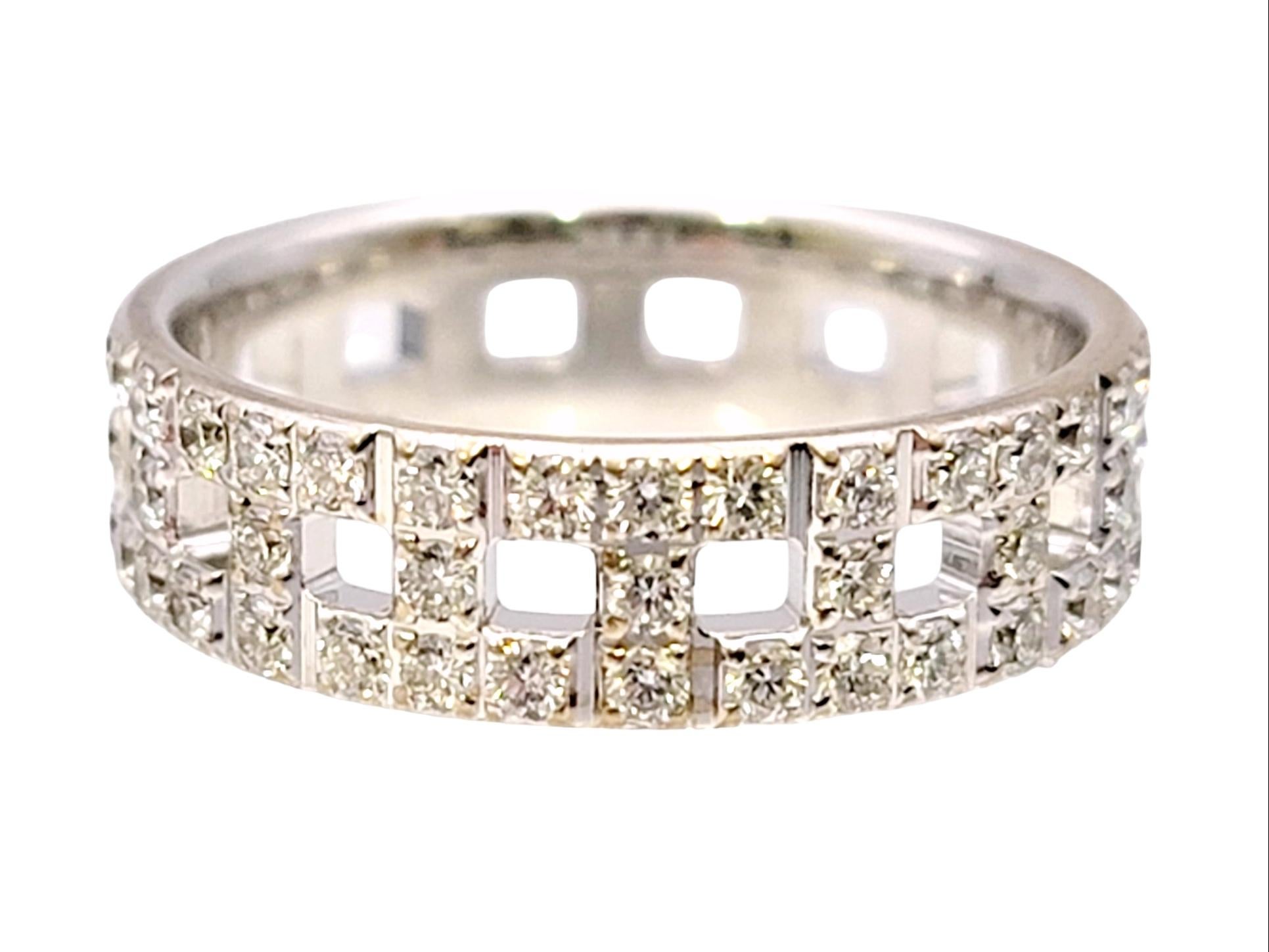 Contemporary Tiffany & Co. Tiffany T True Wide Band Ring with Diamonds in 18 Karat White Gold For Sale