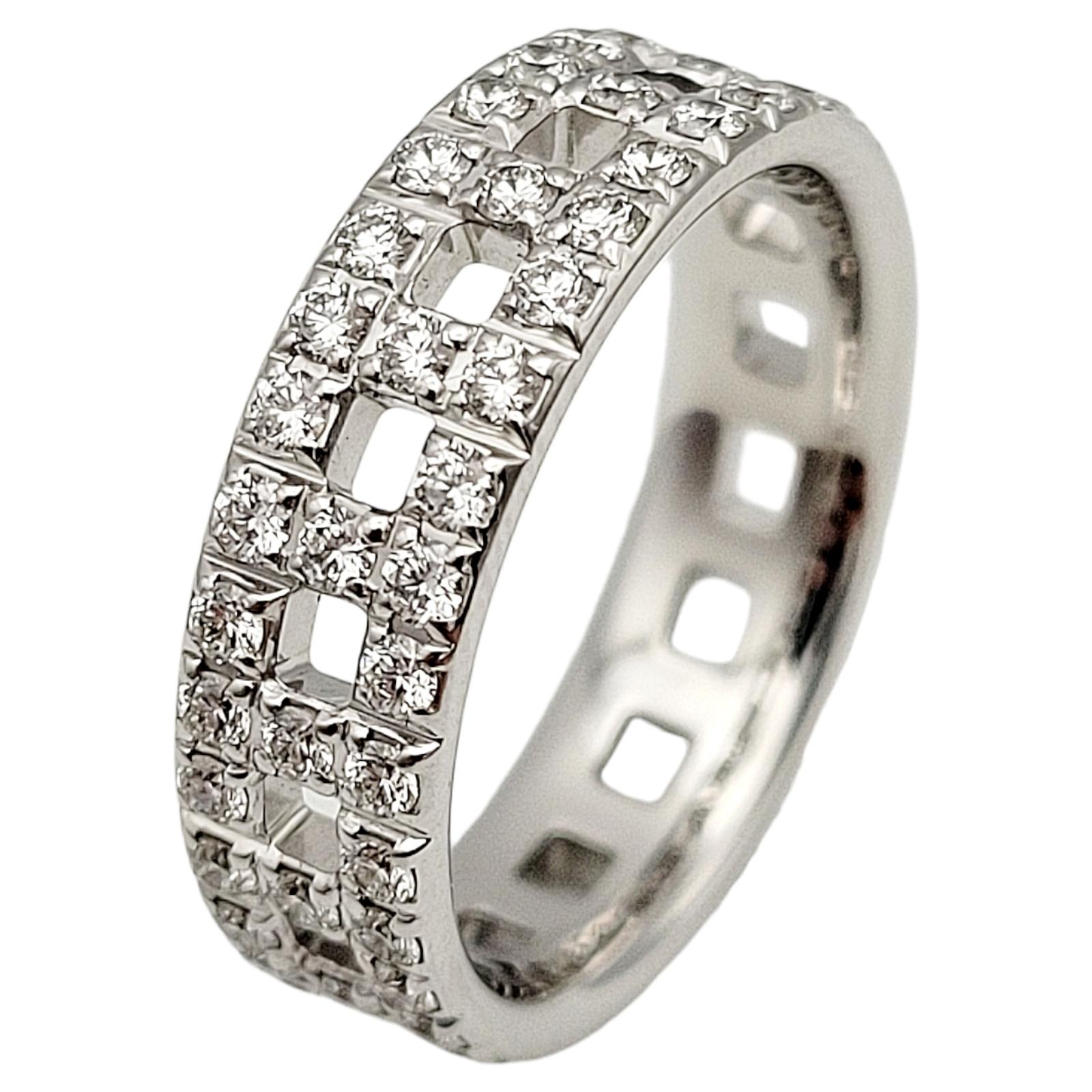 Women's Tiffany & Co. Tiffany T True Wide Band Ring with Diamonds in 18 Karat White Gold