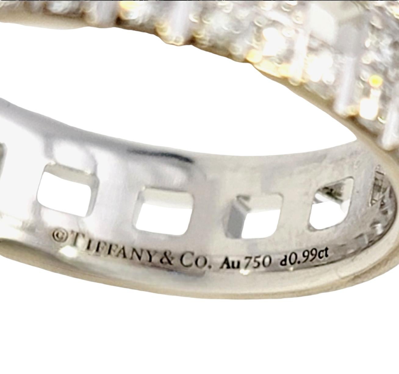 Round Cut Tiffany & Co. Tiffany T True Wide Band Ring with Diamonds in 18 Karat White Gold For Sale