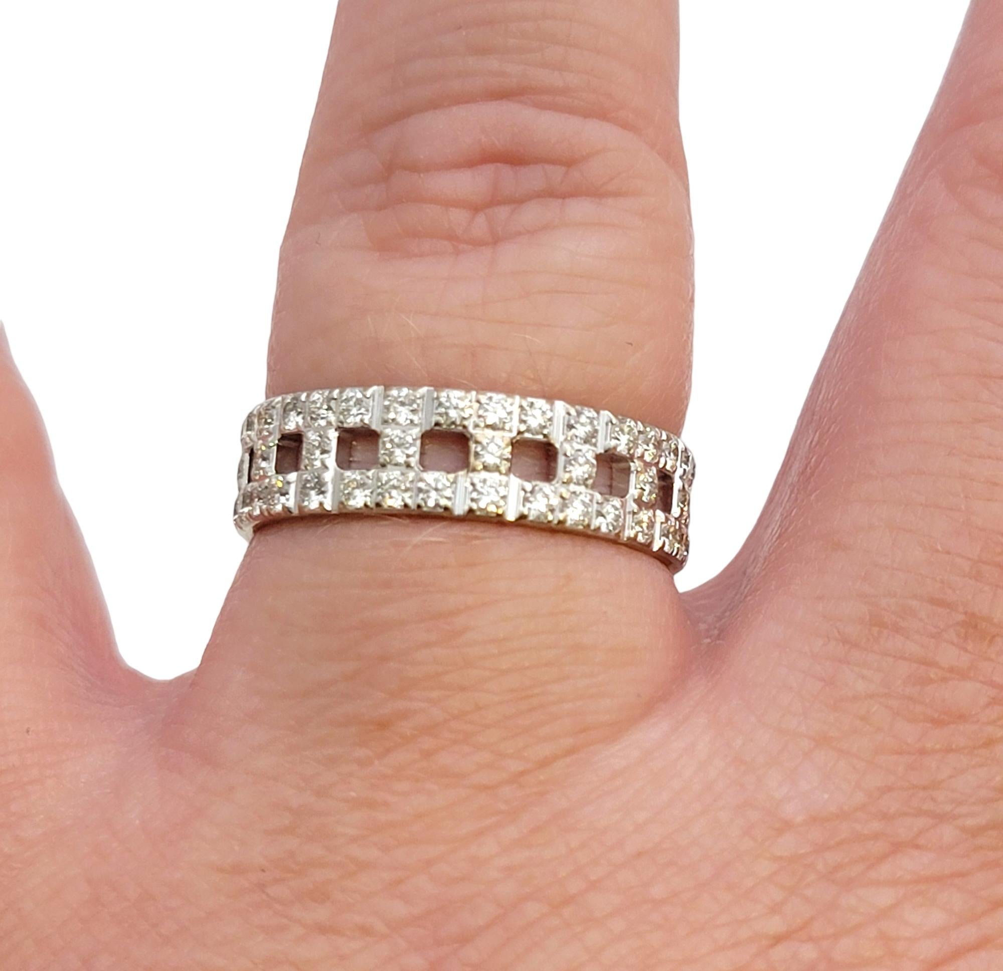 Tiffany & Co. Tiffany T Bague jonc large véritable en or blanc 18 carats avec diamants en vente 2
