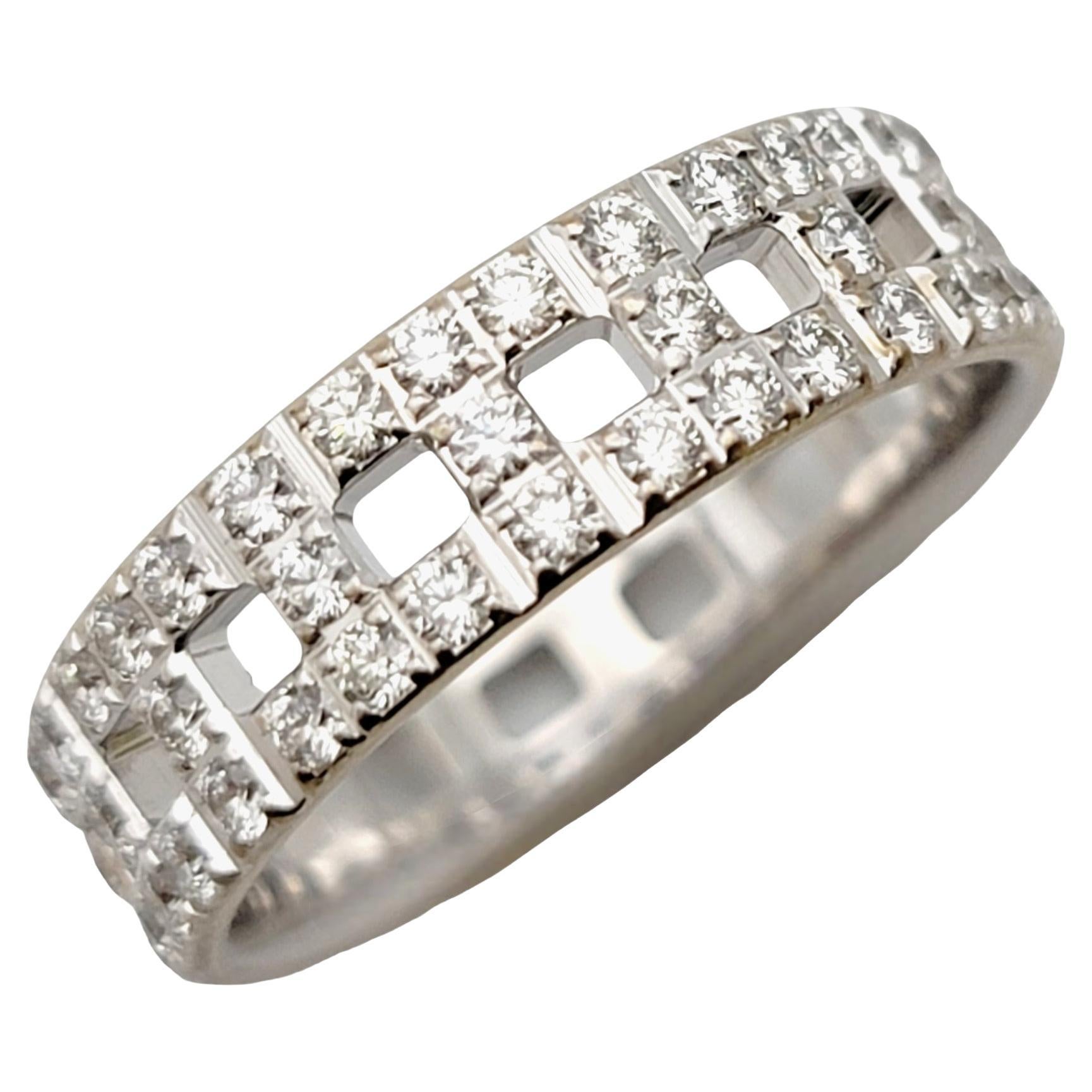 Tiffany & Co. Tiffany T True Wide Band Ring with Diamonds in 18 Karat White Gold For Sale