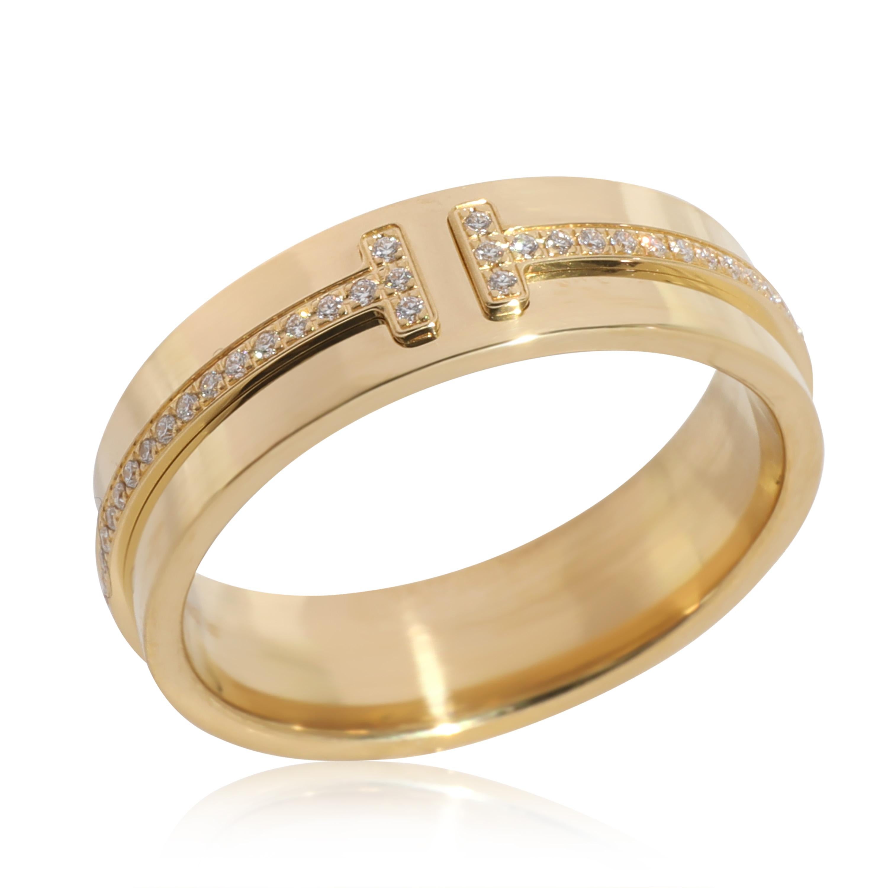 Tiffany & Co. Breiter Tiffany T-Diamantring aus 18 Karat Gelbgold mit 0,12 Karat im Zustand „Hervorragend“ in New York, NY