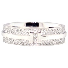Tiffany & Co. Tiffany T Wide Pave Diamond Band Ring in 18 Karat White Gold
