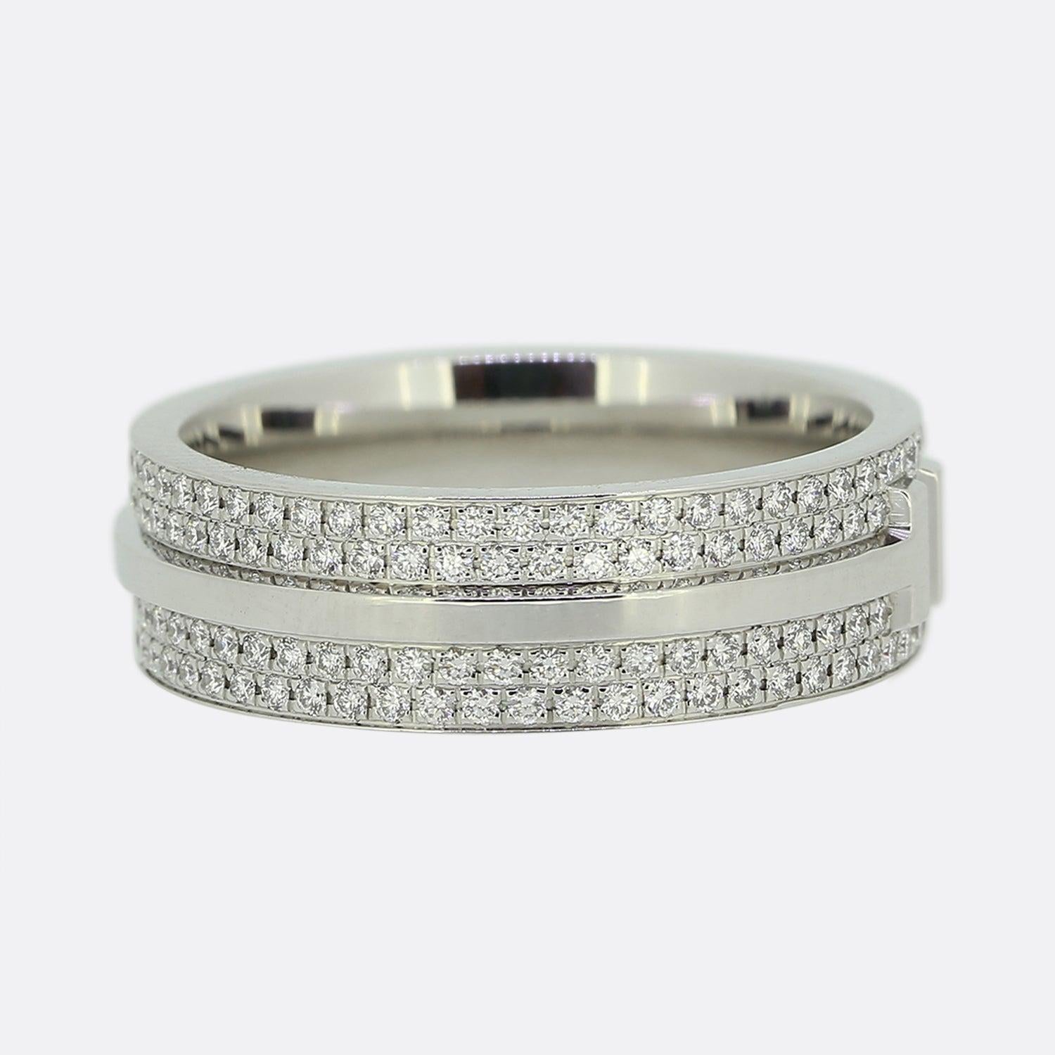 Brilliant Cut Tiffany & Co. Tiffany T Wide Pavé Diamond Ring Size L (52) For Sale