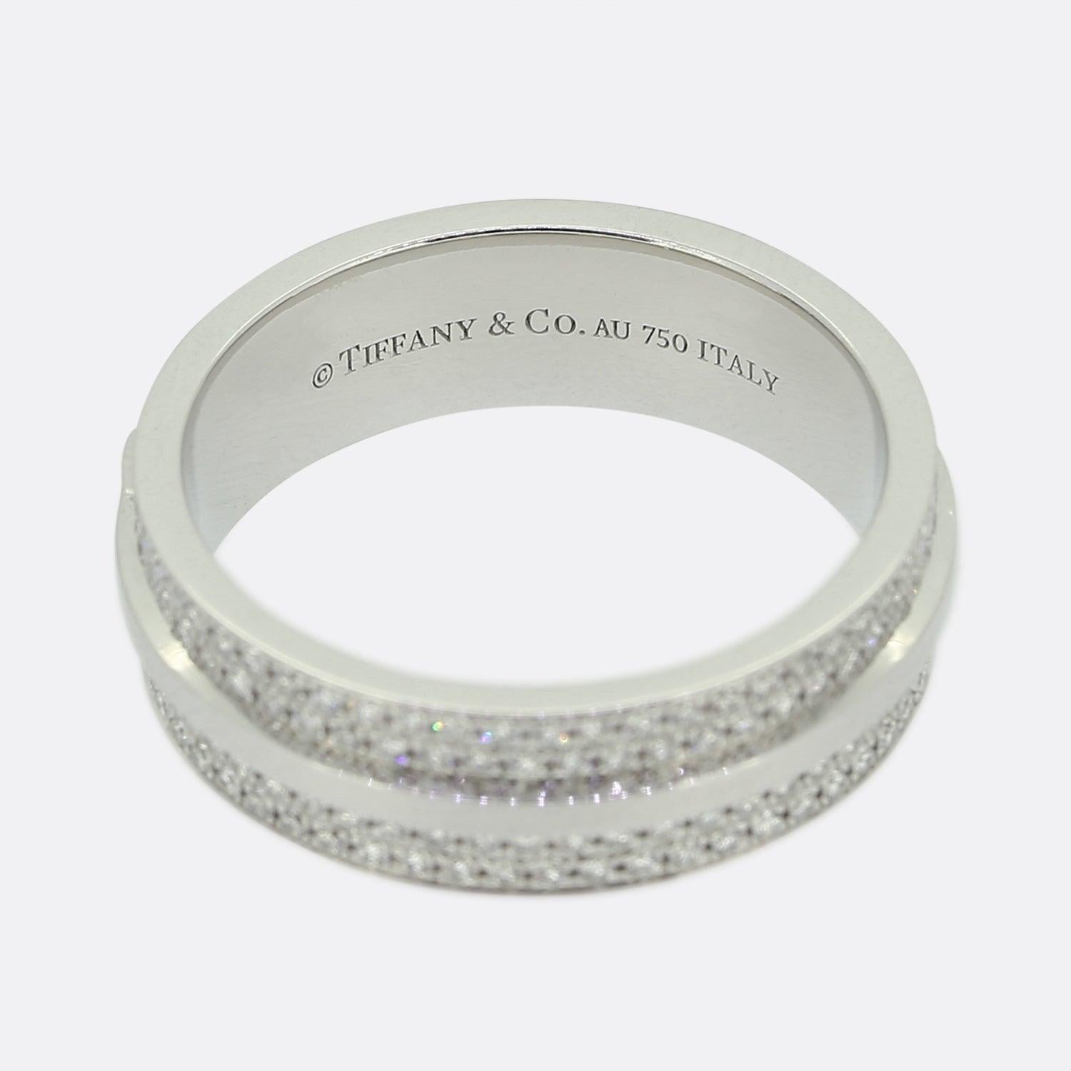Women's Tiffany & Co. Tiffany T Wide Pavé Diamond Ring Size L (52) For Sale