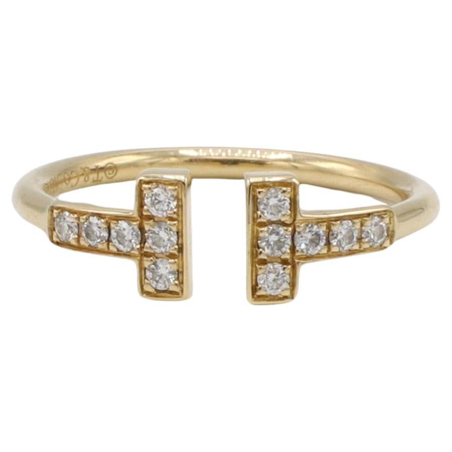 Tiffany & Co. Tiffany T Wire 18 Karat Yellow Gold Natural Diamond Ring 